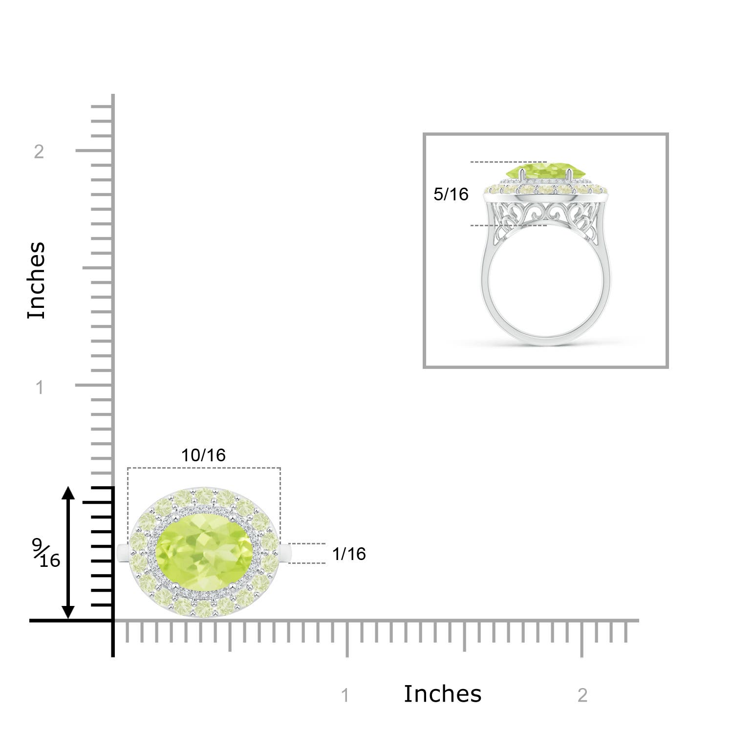 A - Peridot / 3.42 CT / 14 KT White Gold