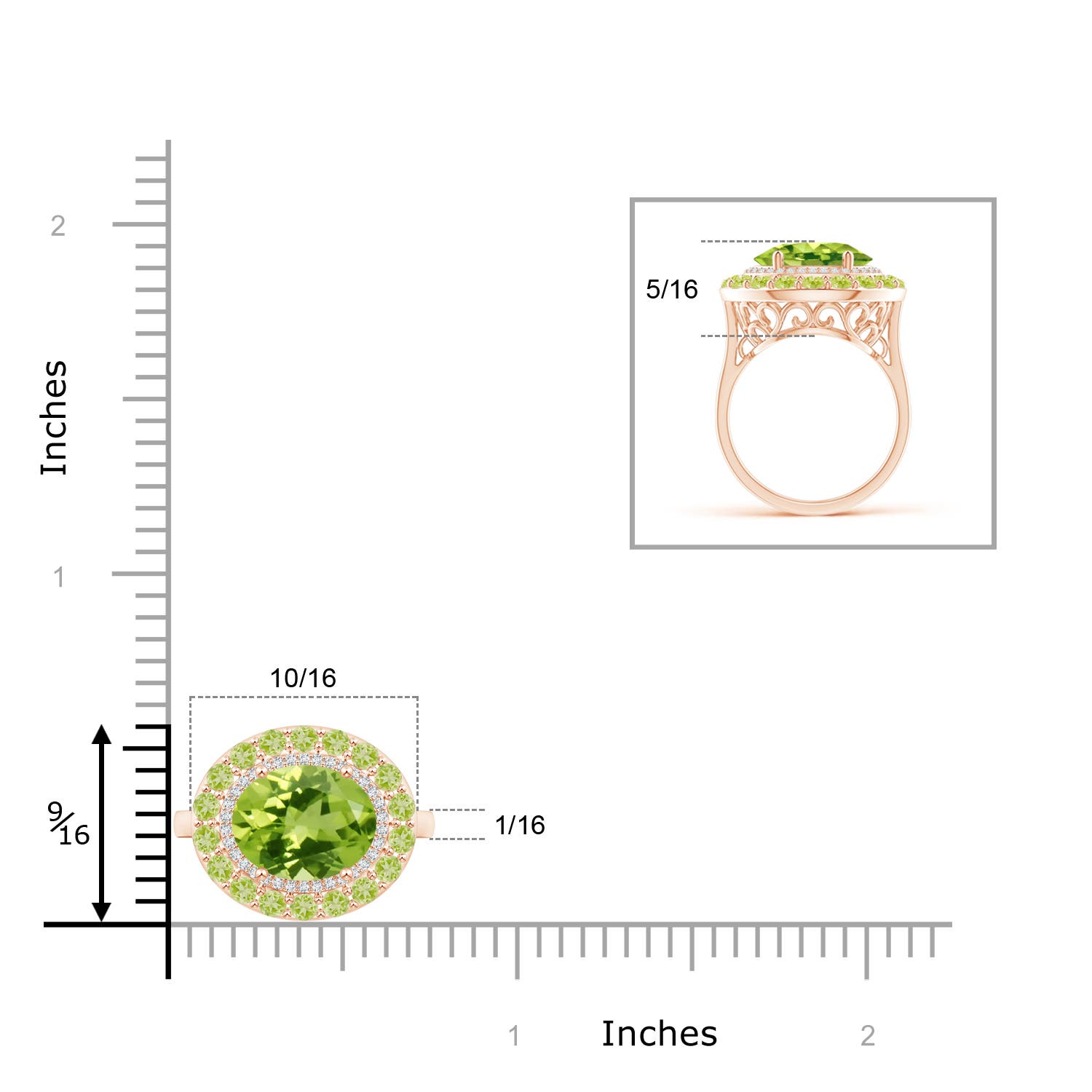 AAA - Peridot / 3.42 CT / 14 KT Rose Gold