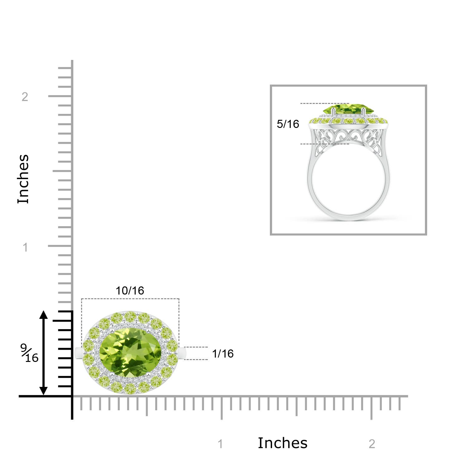 AAA - Peridot / 3.42 CT / 14 KT White Gold