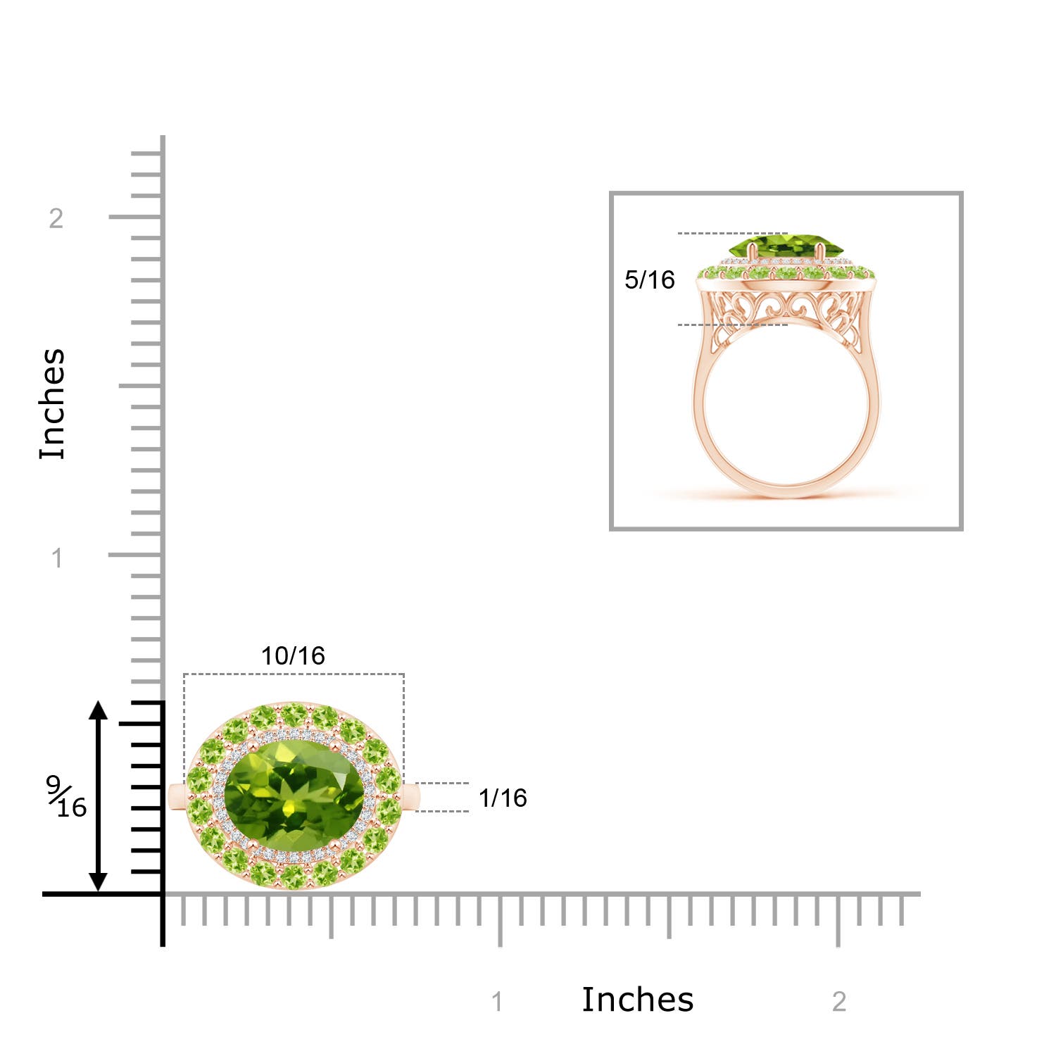 AAAA - Peridot / 3.42 CT / 14 KT Rose Gold