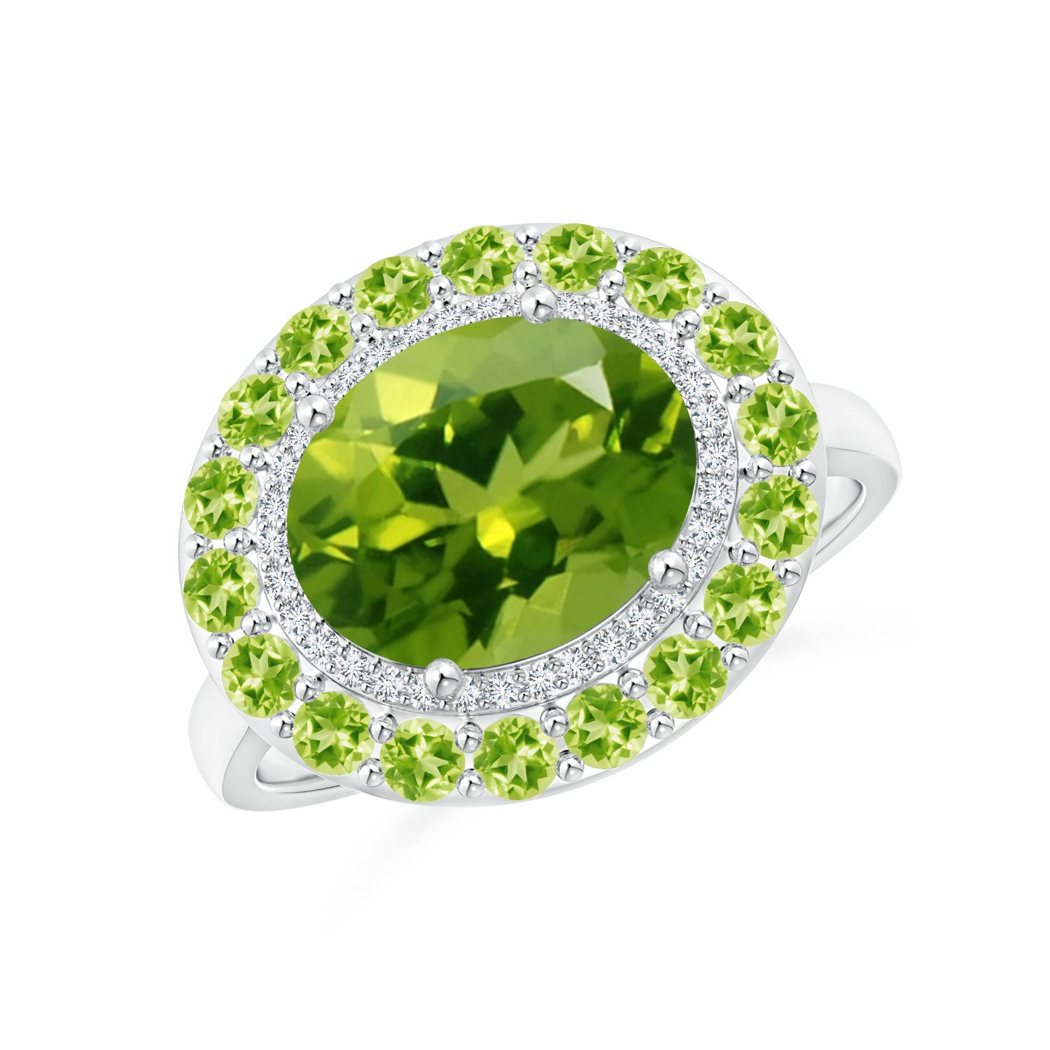 AAAA - Peridot / 3.42 CT / 14 KT White Gold