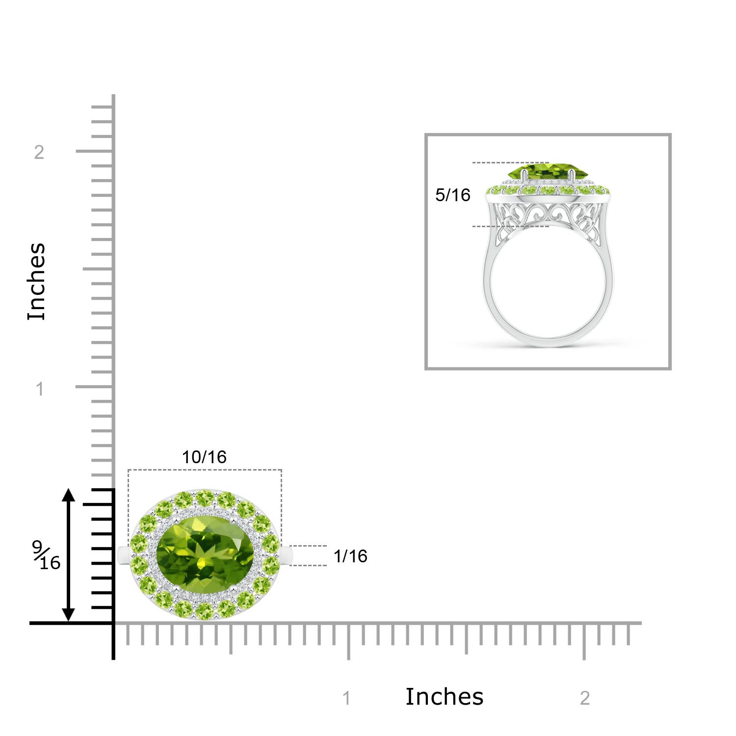 AAAA - Peridot / 3.42 CT / 14 KT White Gold