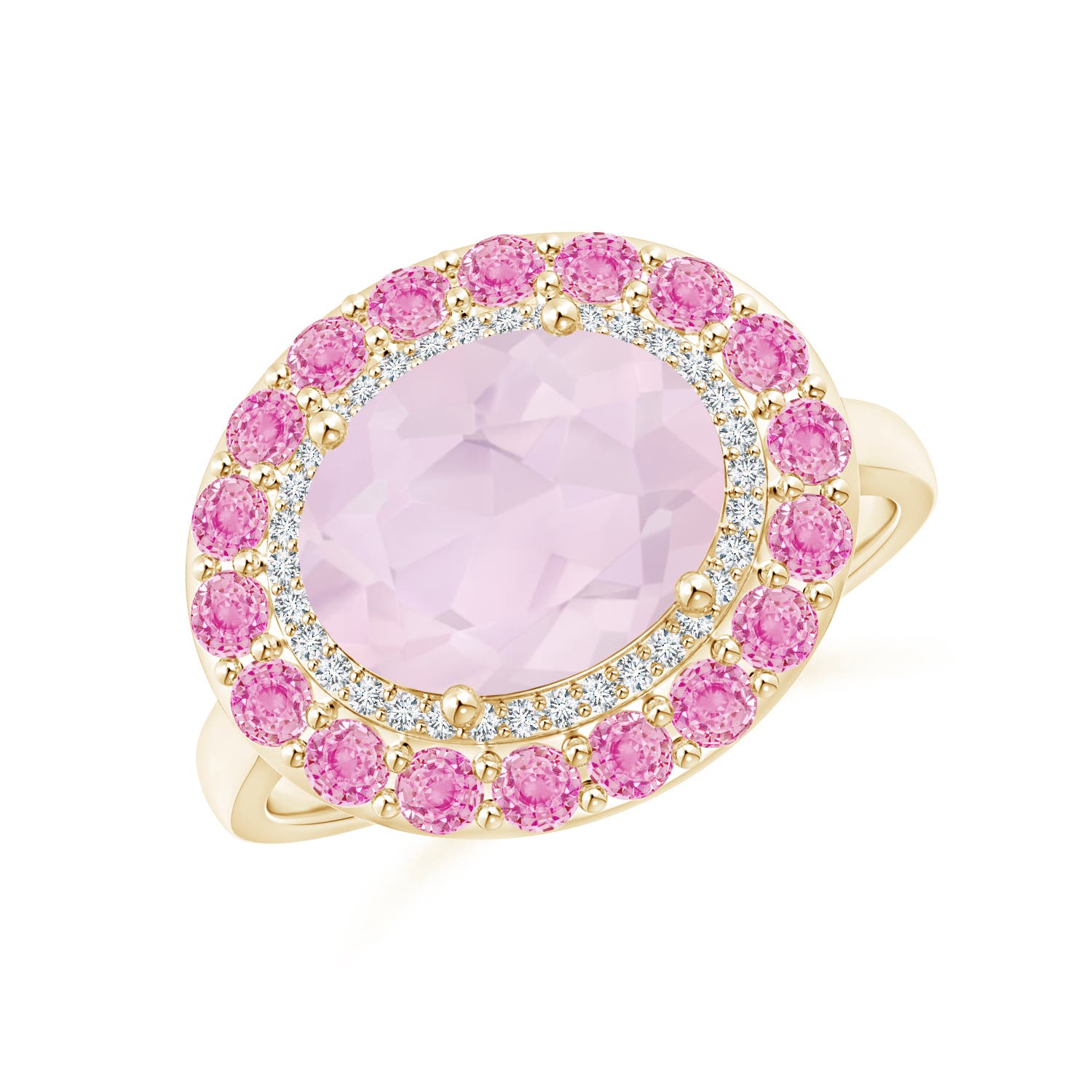 A - Rose Quartz / 3.02 CT / 14 KT Yellow Gold