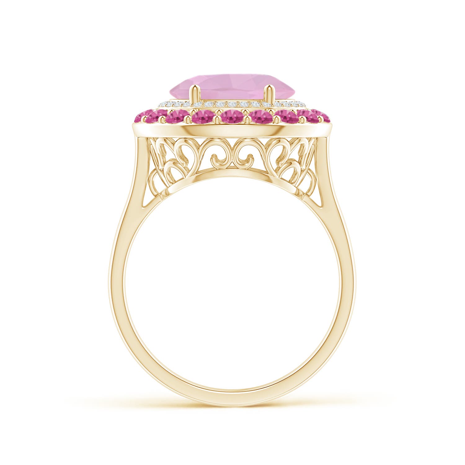 AAAA - Rose Quartz / 3.02 CT / 14 KT Yellow Gold