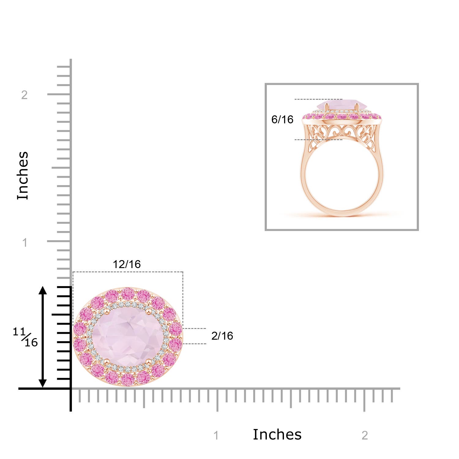 A - Rose Quartz / 5.5 CT / 14 KT Rose Gold