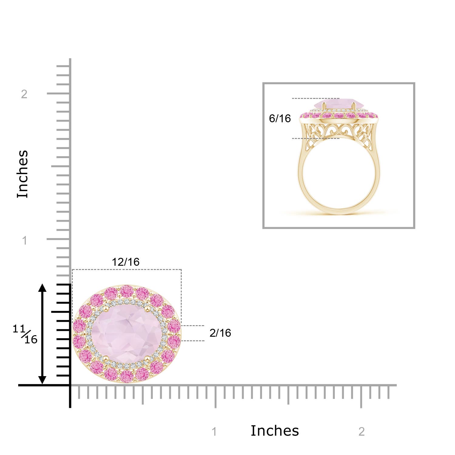 A - Rose Quartz / 5.5 CT / 14 KT Yellow Gold