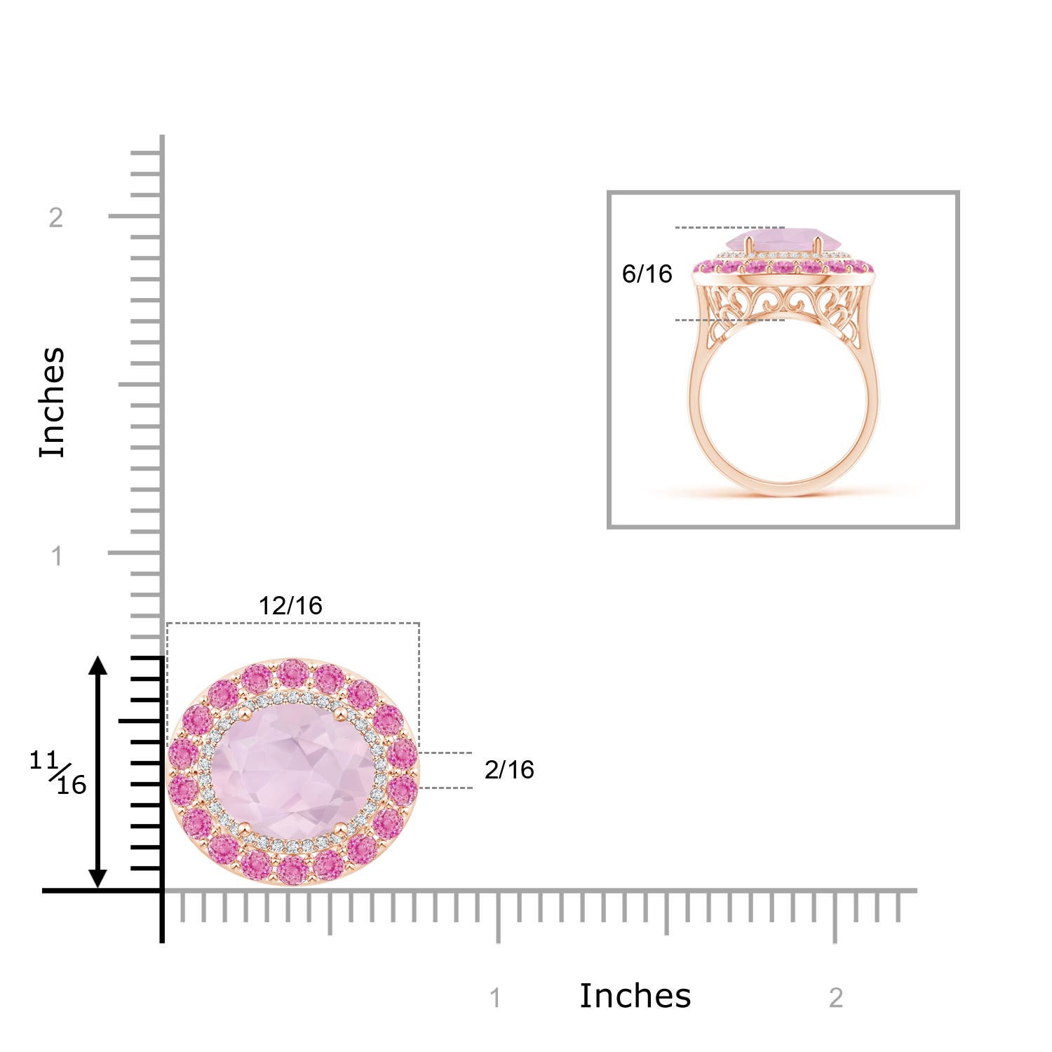 AA - Rose Quartz / 5.5 CT / 14 KT Rose Gold