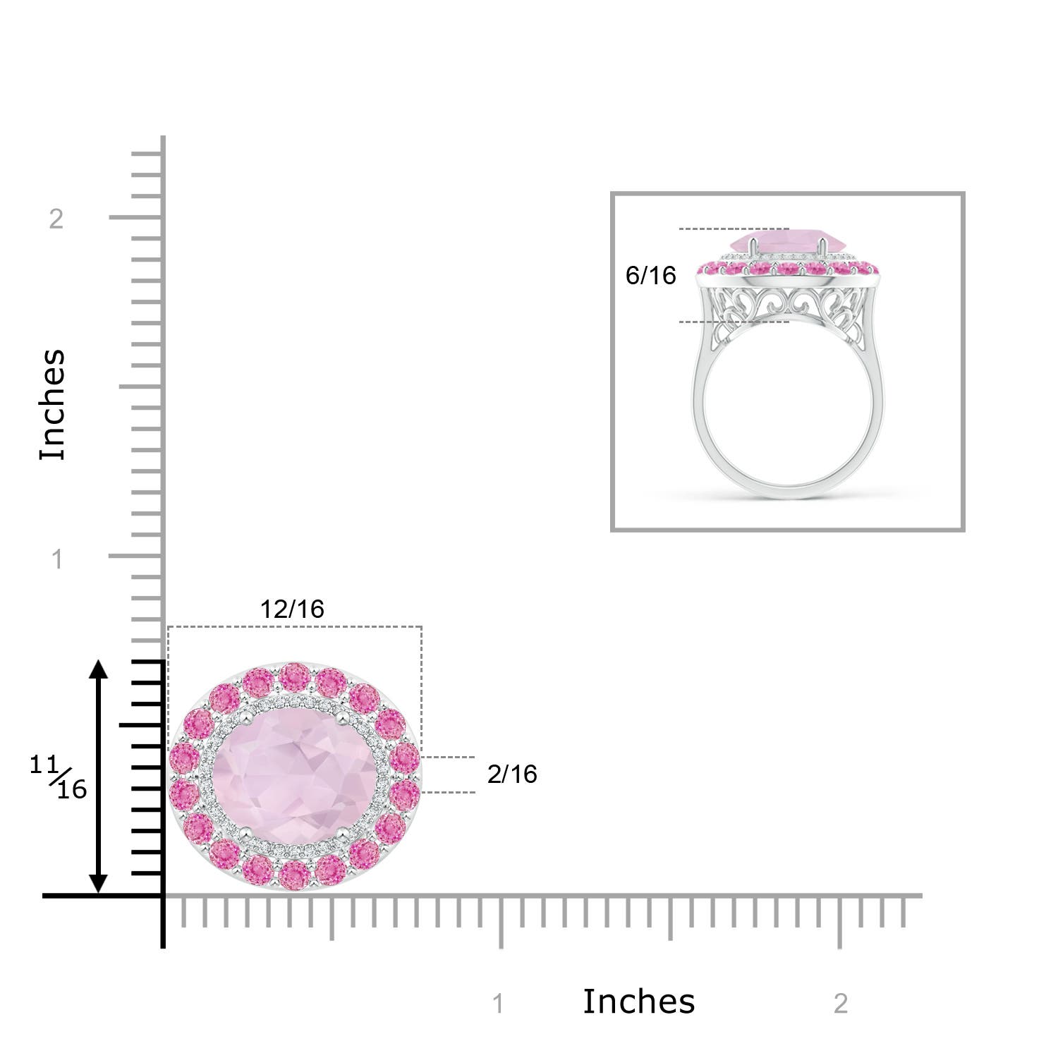 AA - Rose Quartz / 5.5 CT / 14 KT White Gold