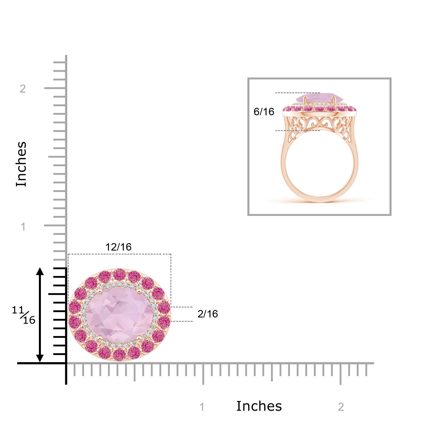 AAA - Rose Quartz / 5.5 CT / 14 KT Rose Gold