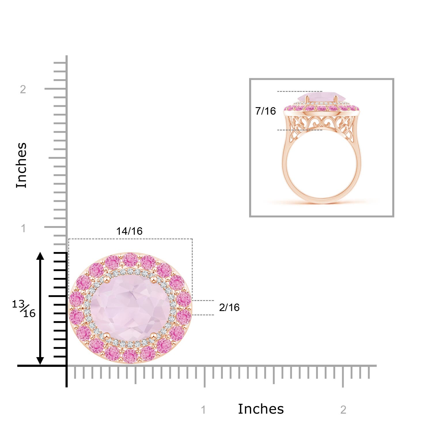 A - Rose Quartz / 8.74 CT / 14 KT Rose Gold