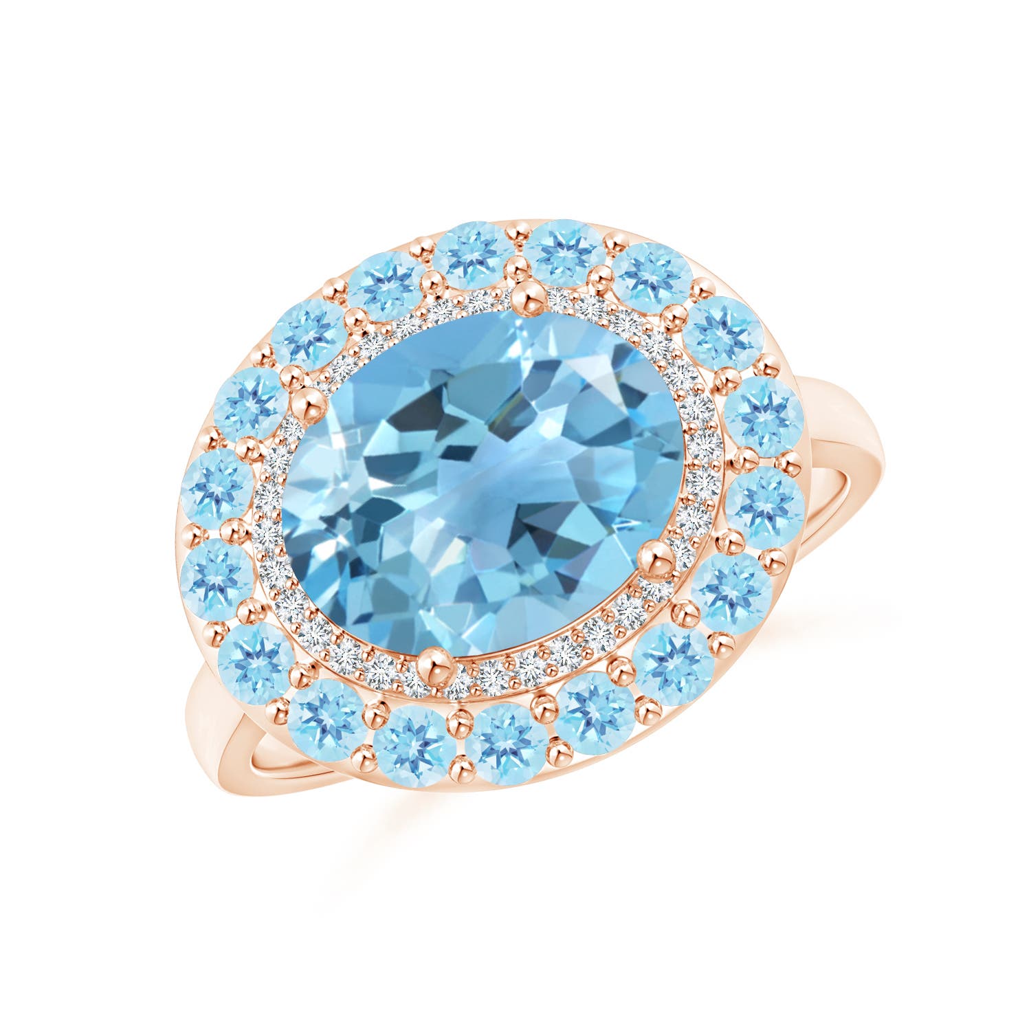 A - Swiss Blue Topaz / 4.07 CT / 14 KT Rose Gold