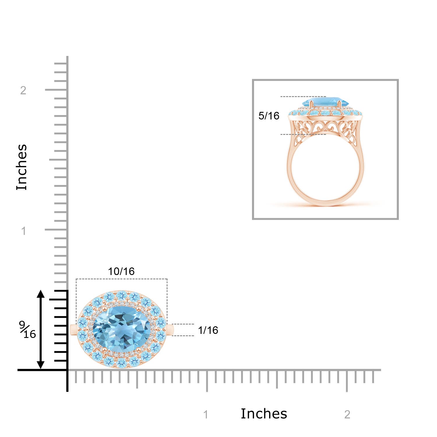 A - Swiss Blue Topaz / 4.07 CT / 14 KT Rose Gold