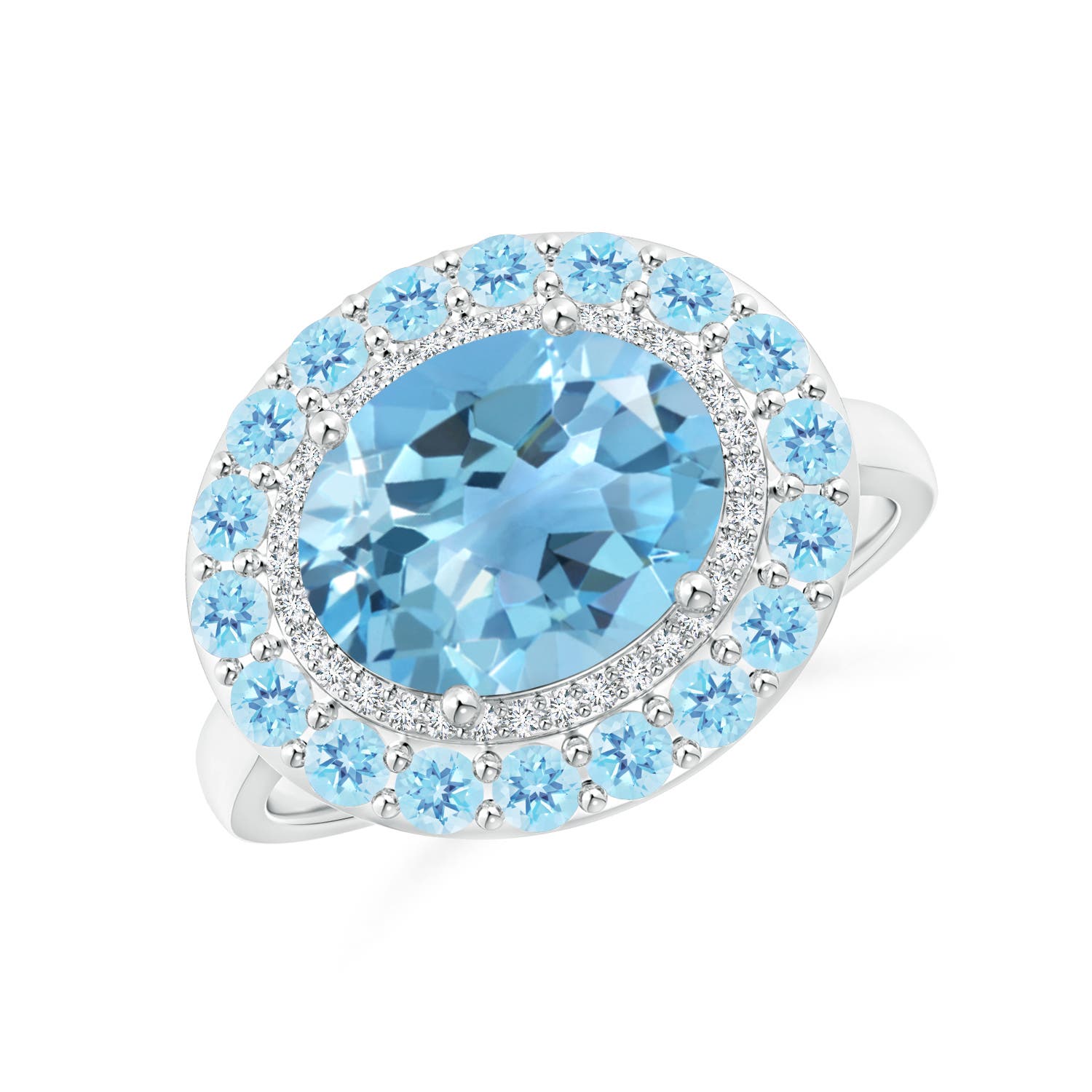 A - Swiss Blue Topaz / 4.07 CT / 14 KT White Gold