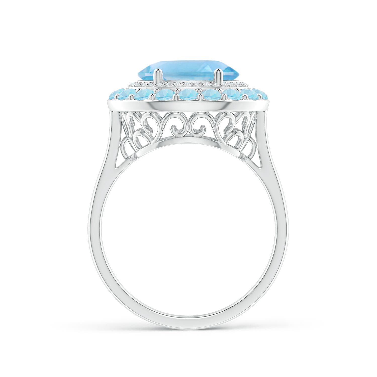 A - Swiss Blue Topaz / 4.07 CT / 14 KT White Gold