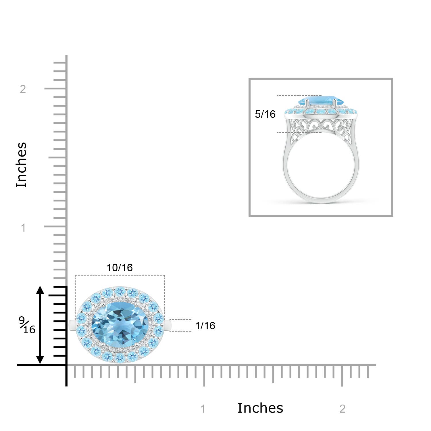 A - Swiss Blue Topaz / 4.07 CT / 14 KT White Gold