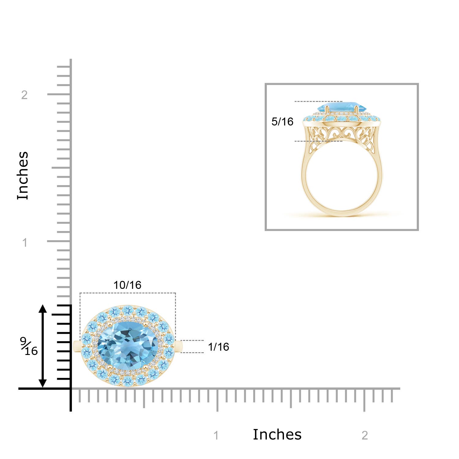 A - Swiss Blue Topaz / 4.07 CT / 14 KT Yellow Gold