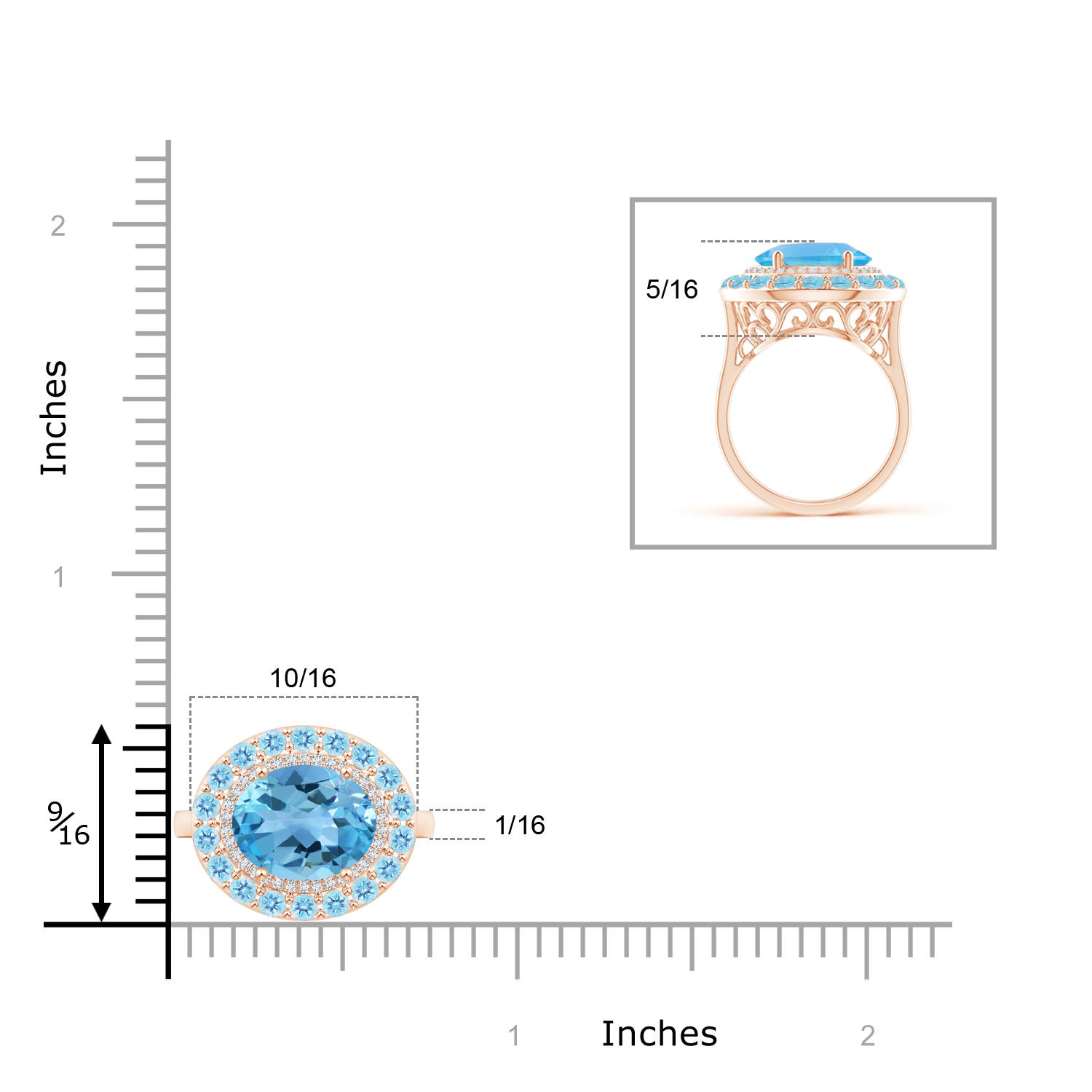 AA - Swiss Blue Topaz / 4.07 CT / 14 KT Rose Gold