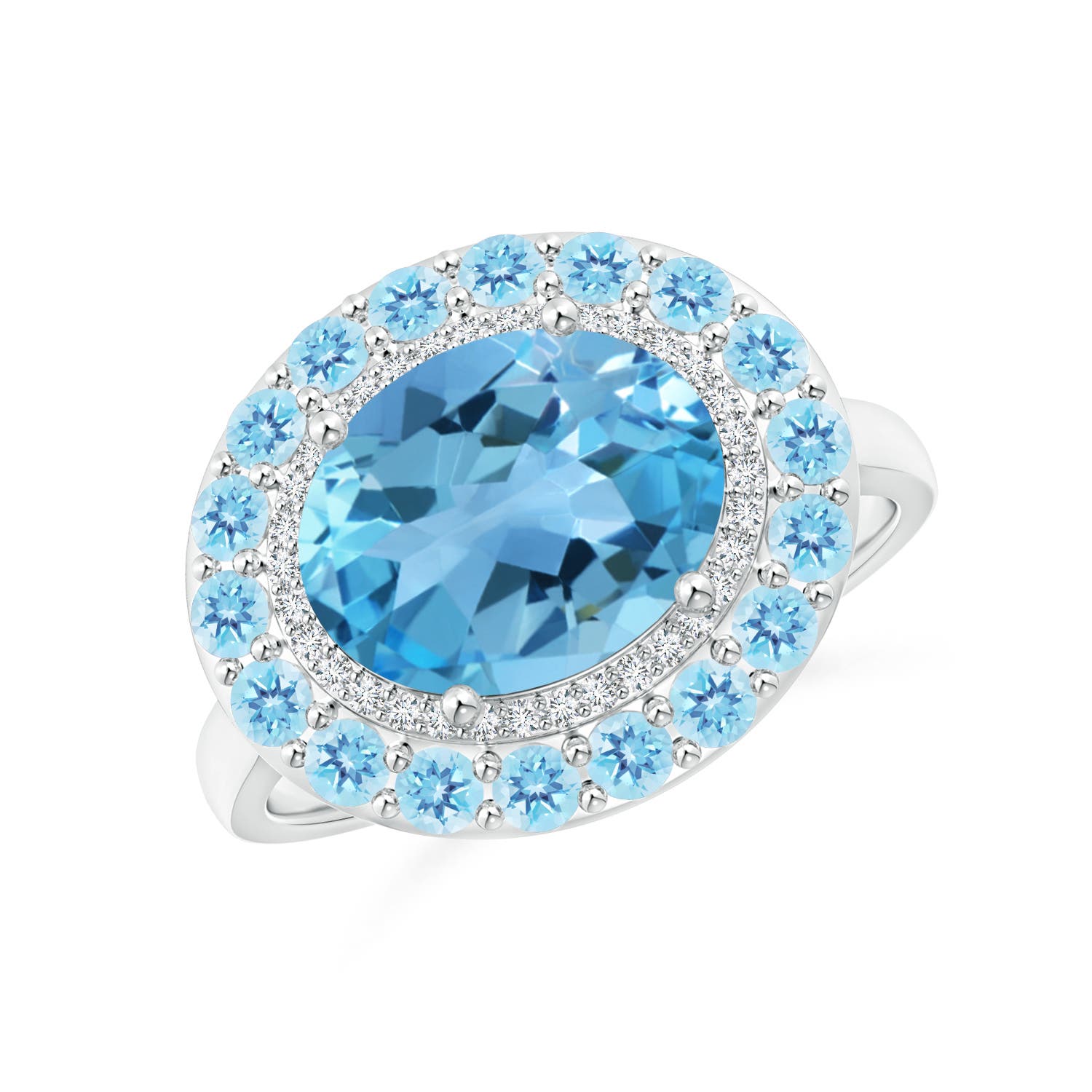 AA - Swiss Blue Topaz / 4.07 CT / 14 KT White Gold