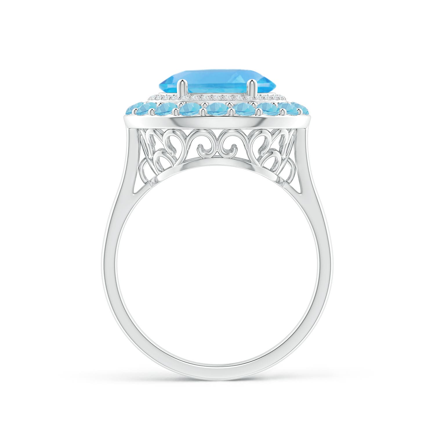 AA - Swiss Blue Topaz / 4.07 CT / 14 KT White Gold