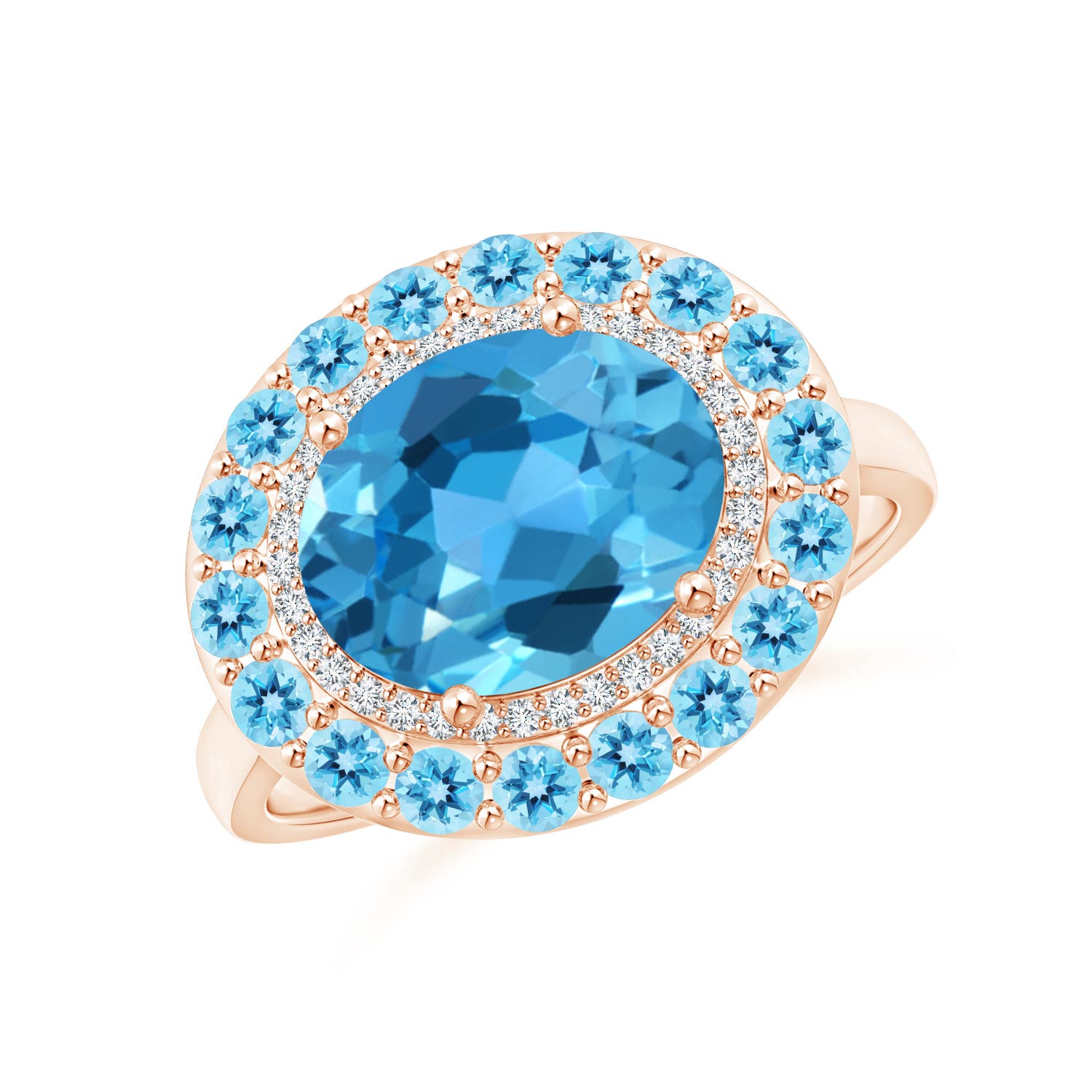 AAA - Swiss Blue Topaz / 4.07 CT / 14 KT Rose Gold