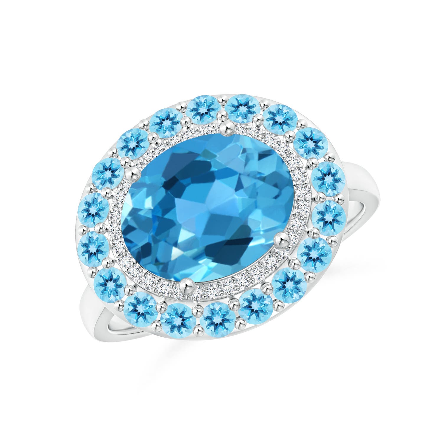 AAA - Swiss Blue Topaz / 4.07 CT / 14 KT White Gold