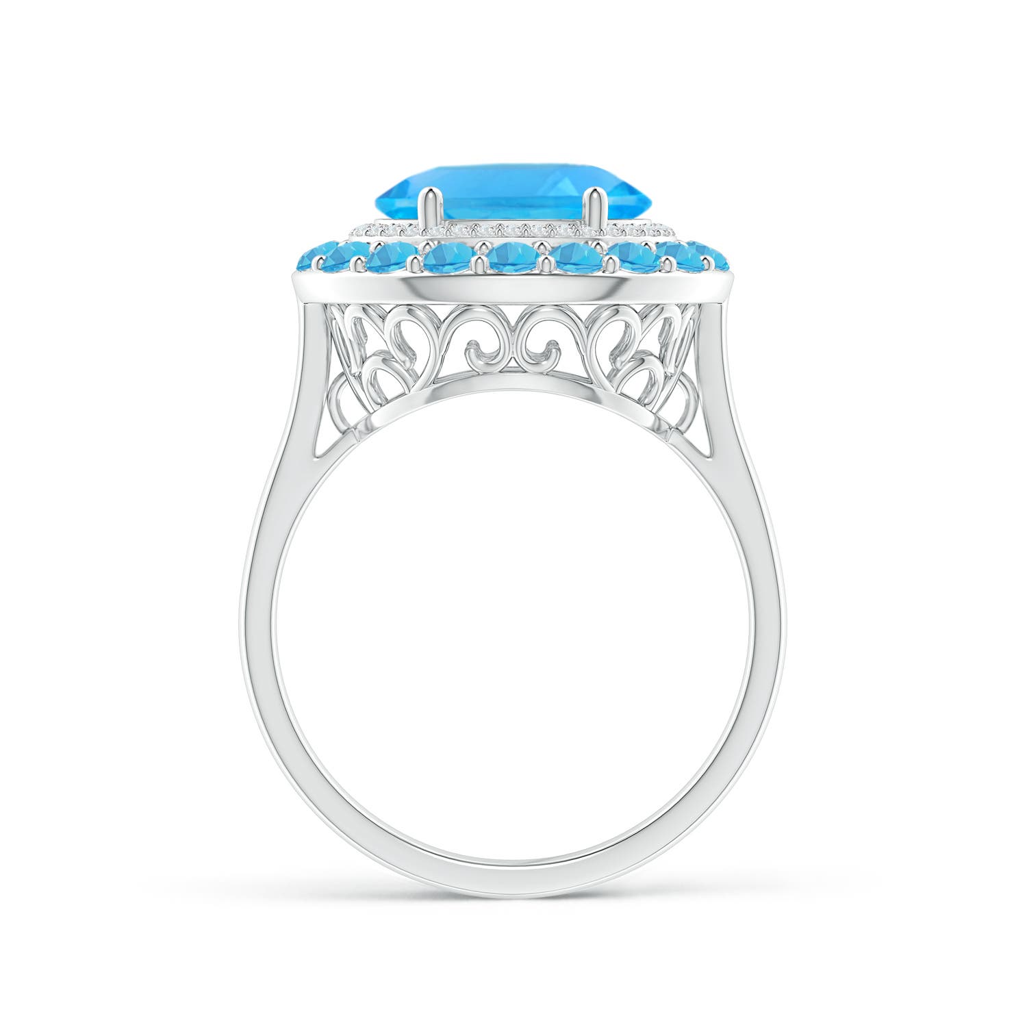 AAA - Swiss Blue Topaz / 4.07 CT / 14 KT White Gold