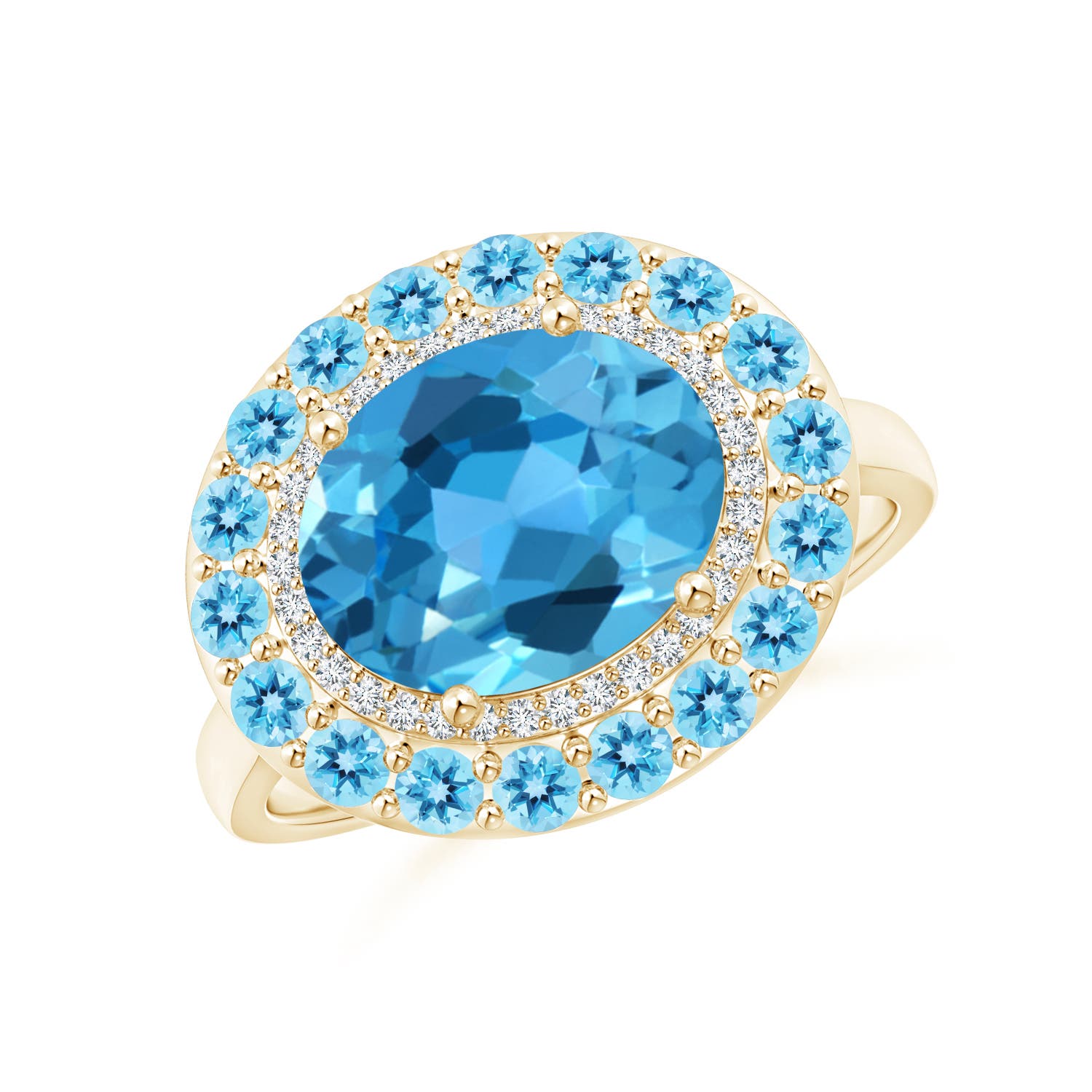 AAA - Swiss Blue Topaz / 4.07 CT / 14 KT Yellow Gold