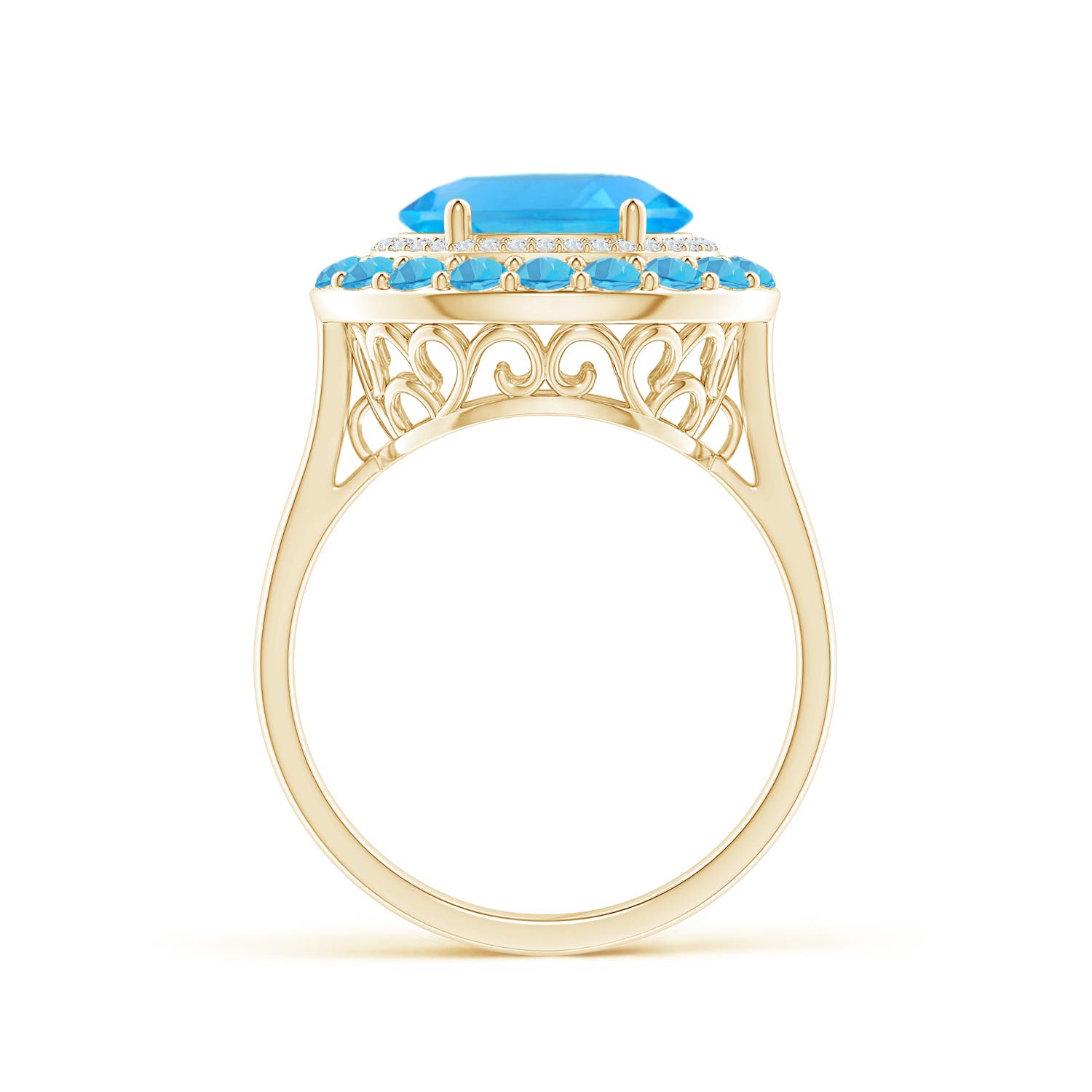 AAA - Swiss Blue Topaz / 4.07 CT / 14 KT Yellow Gold