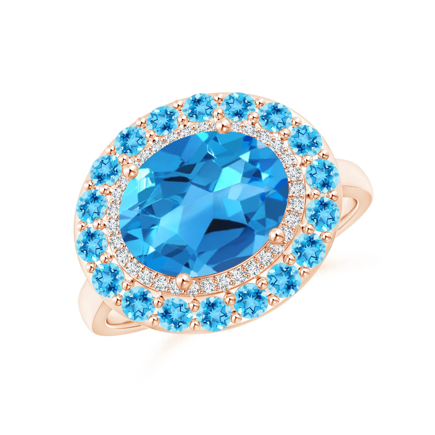 AAAA - Swiss Blue Topaz / 4.07 CT / 14 KT Rose Gold