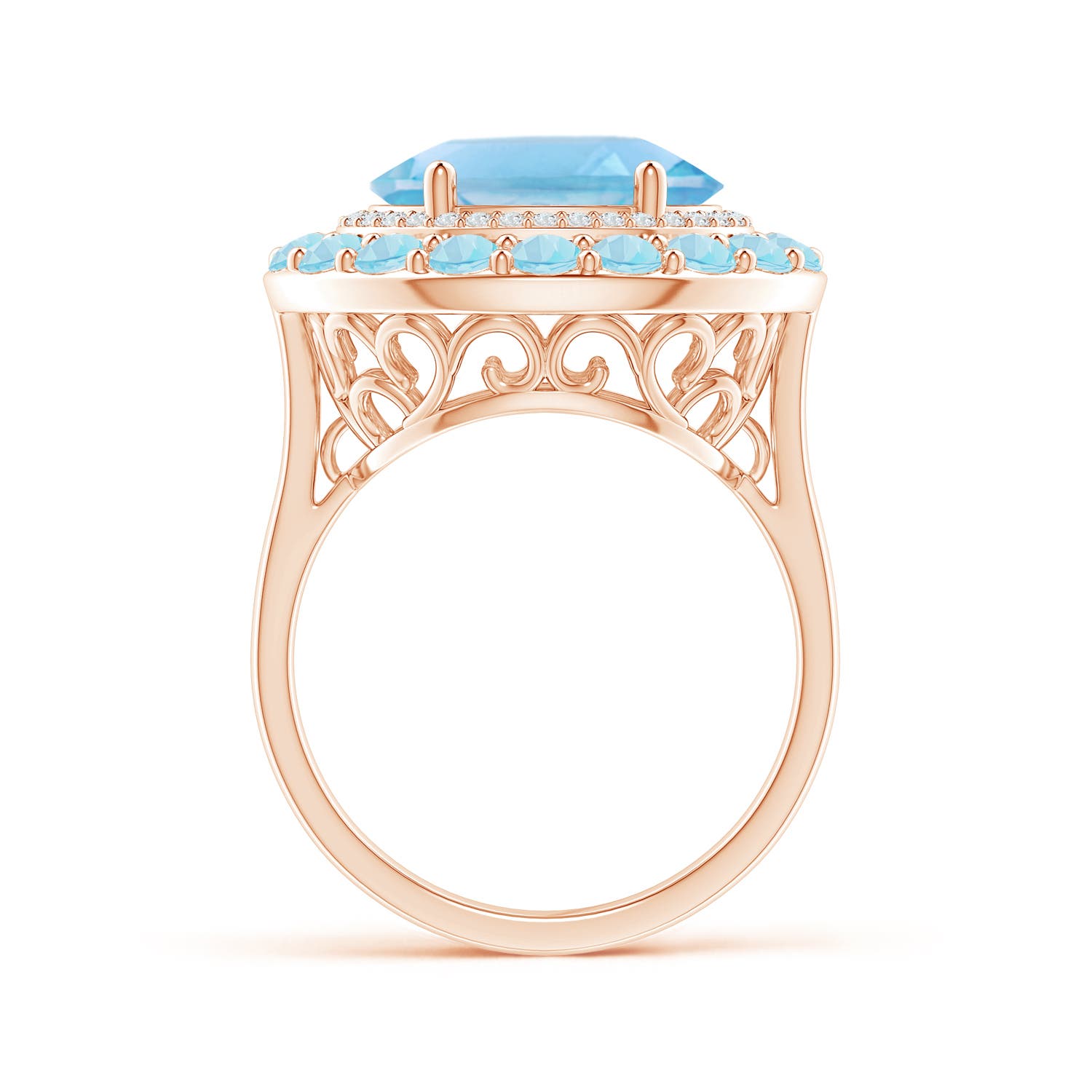 A - Swiss Blue Topaz / 7.21 CT / 14 KT Rose Gold