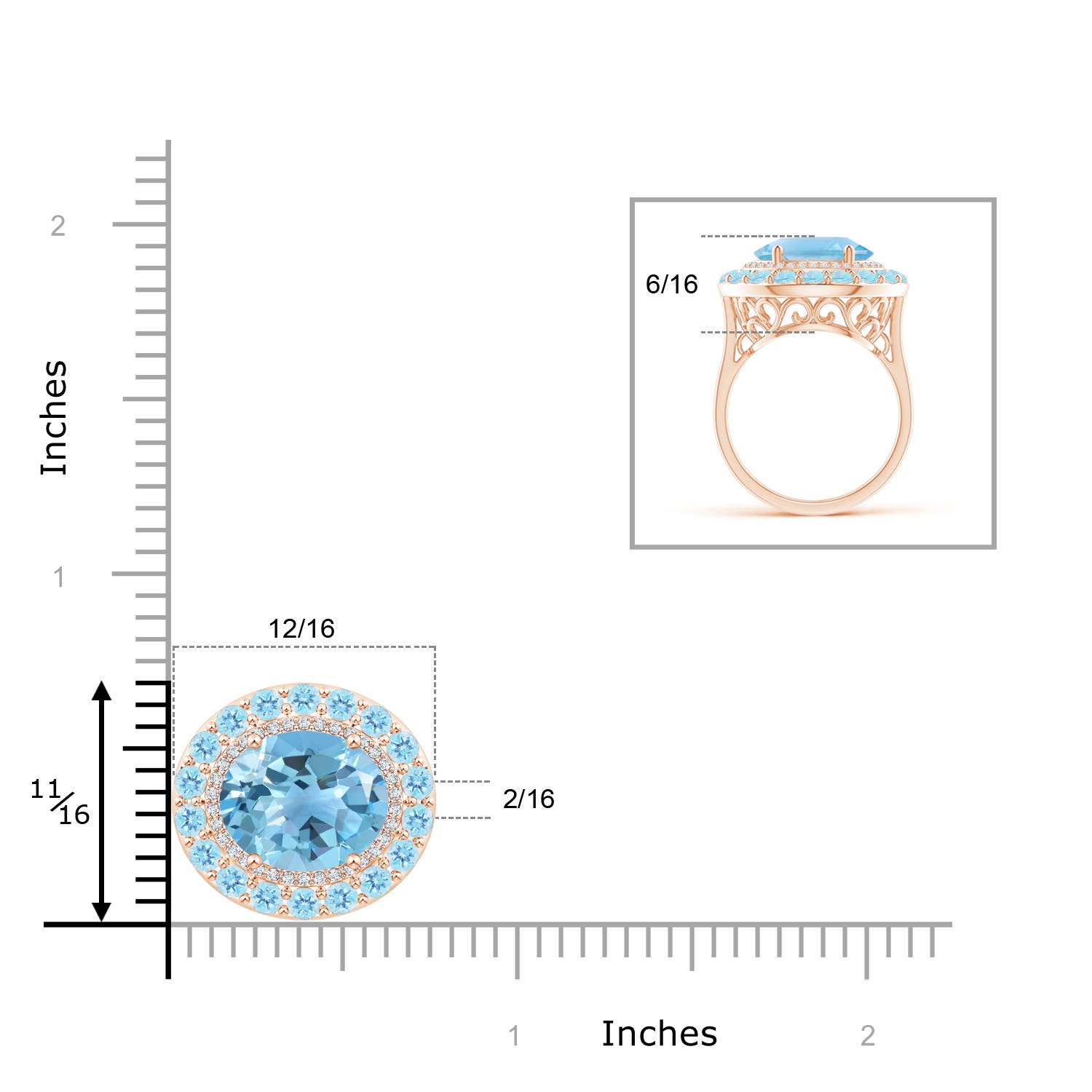 A - Swiss Blue Topaz / 7.21 CT / 14 KT Rose Gold