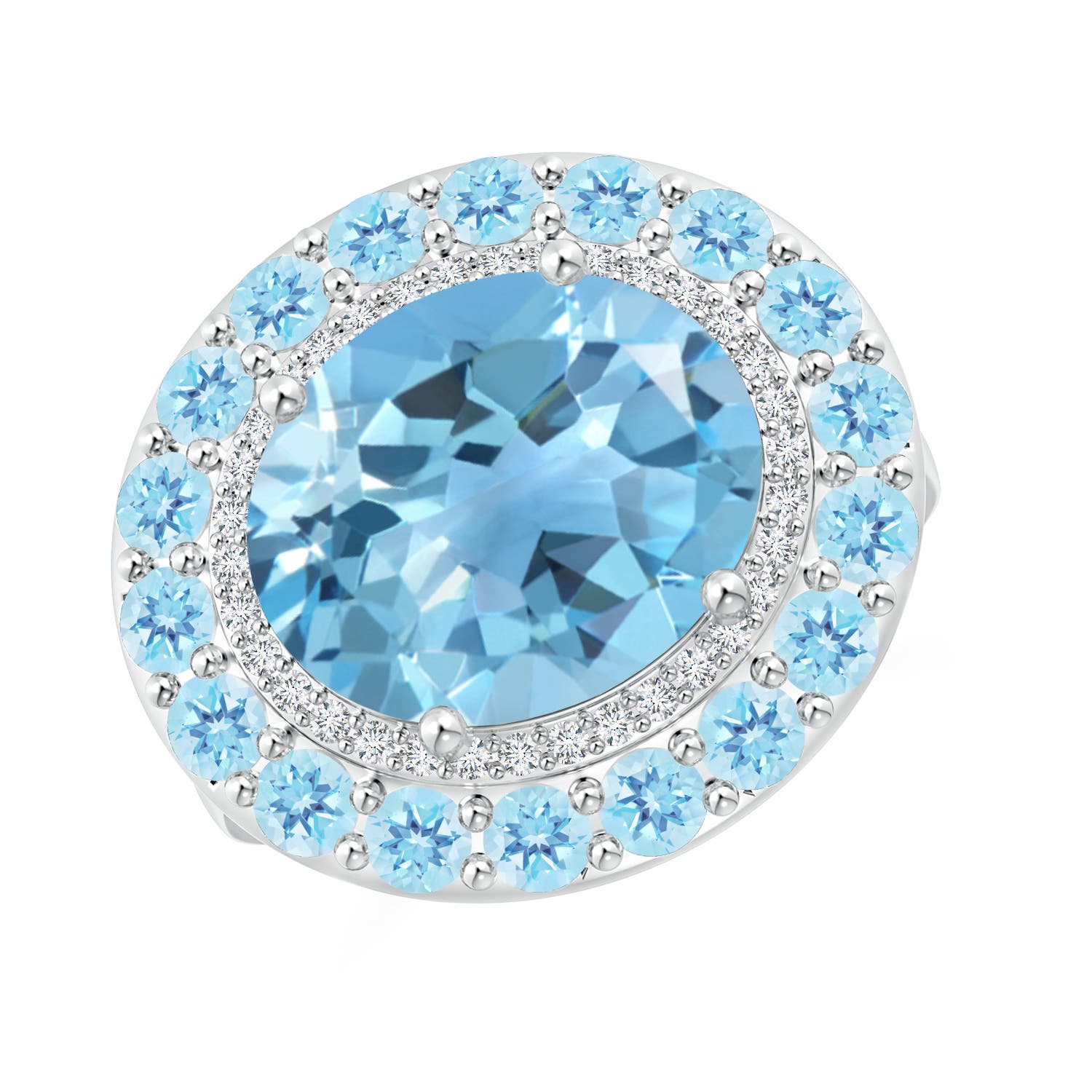 A - Swiss Blue Topaz / 7.21 CT / 14 KT White Gold