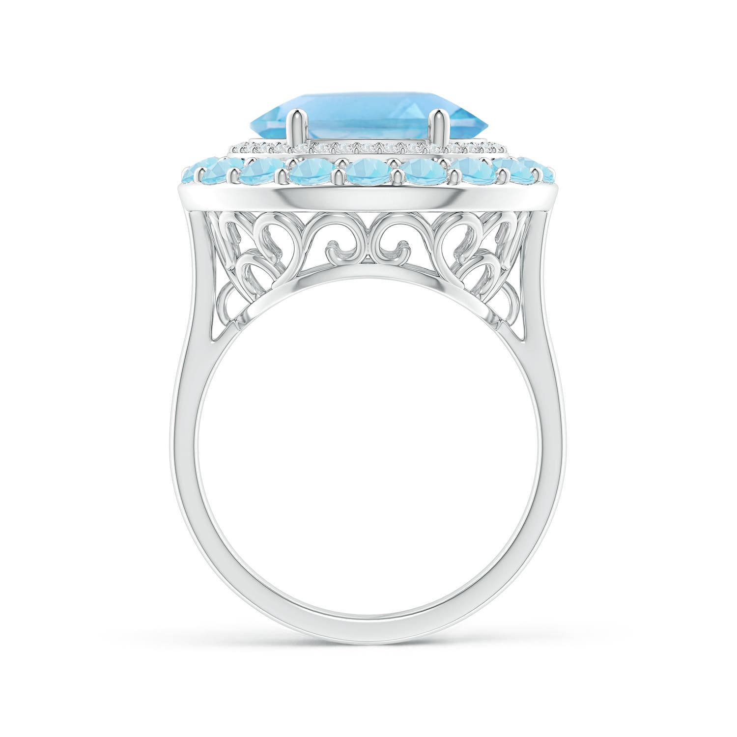 A - Swiss Blue Topaz / 7.21 CT / 14 KT White Gold