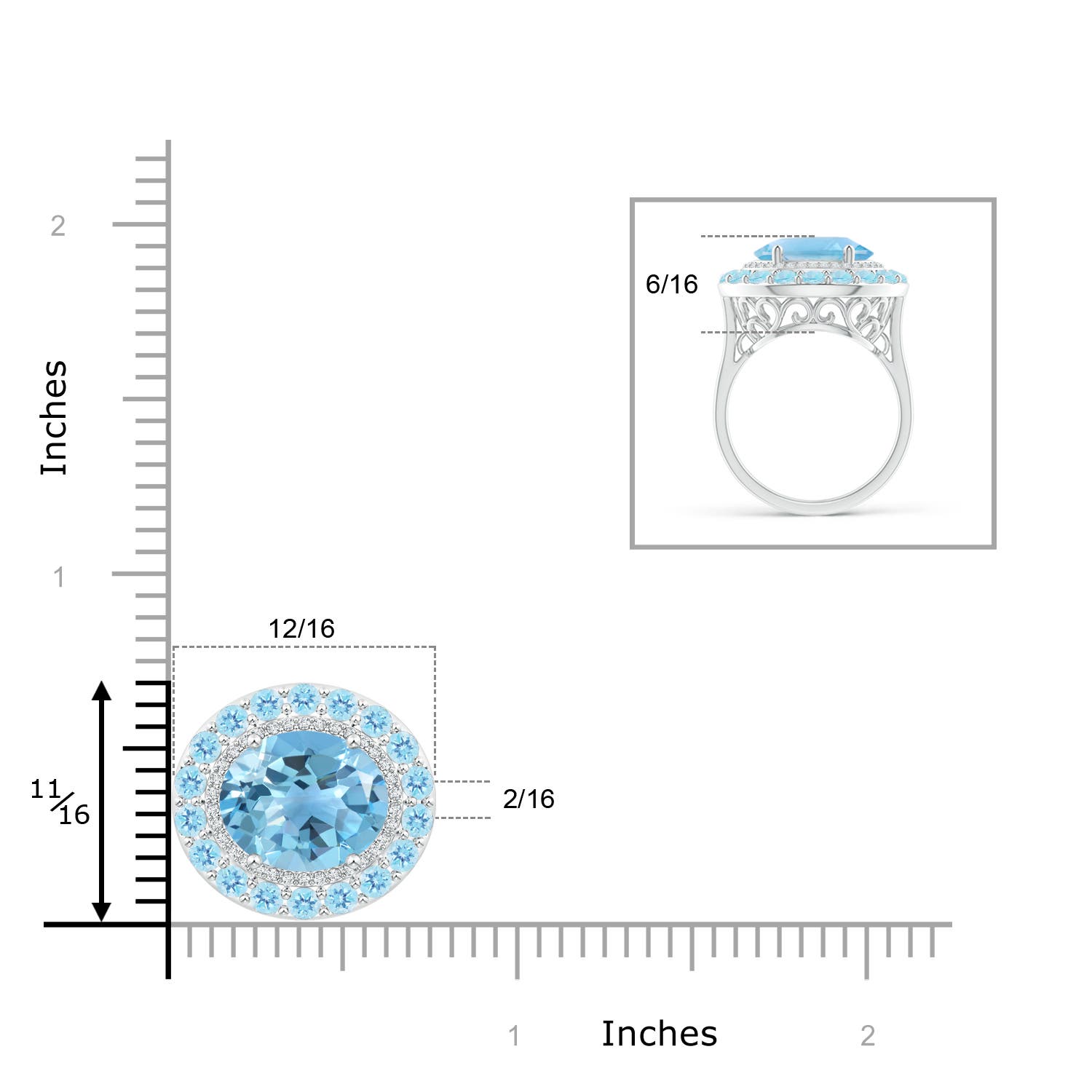 A - Swiss Blue Topaz / 7.21 CT / 14 KT White Gold