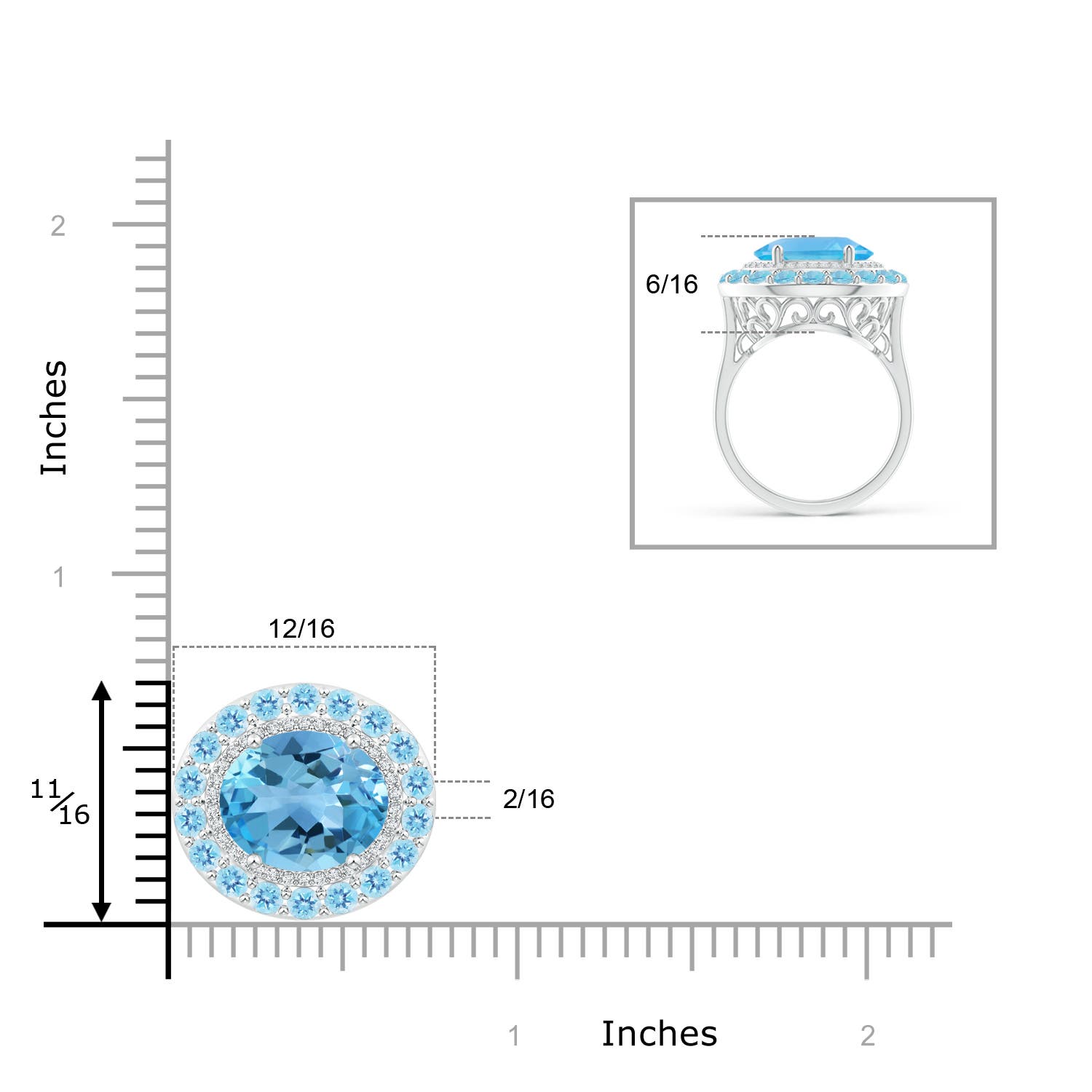 AA - Swiss Blue Topaz / 7.21 CT / 14 KT White Gold