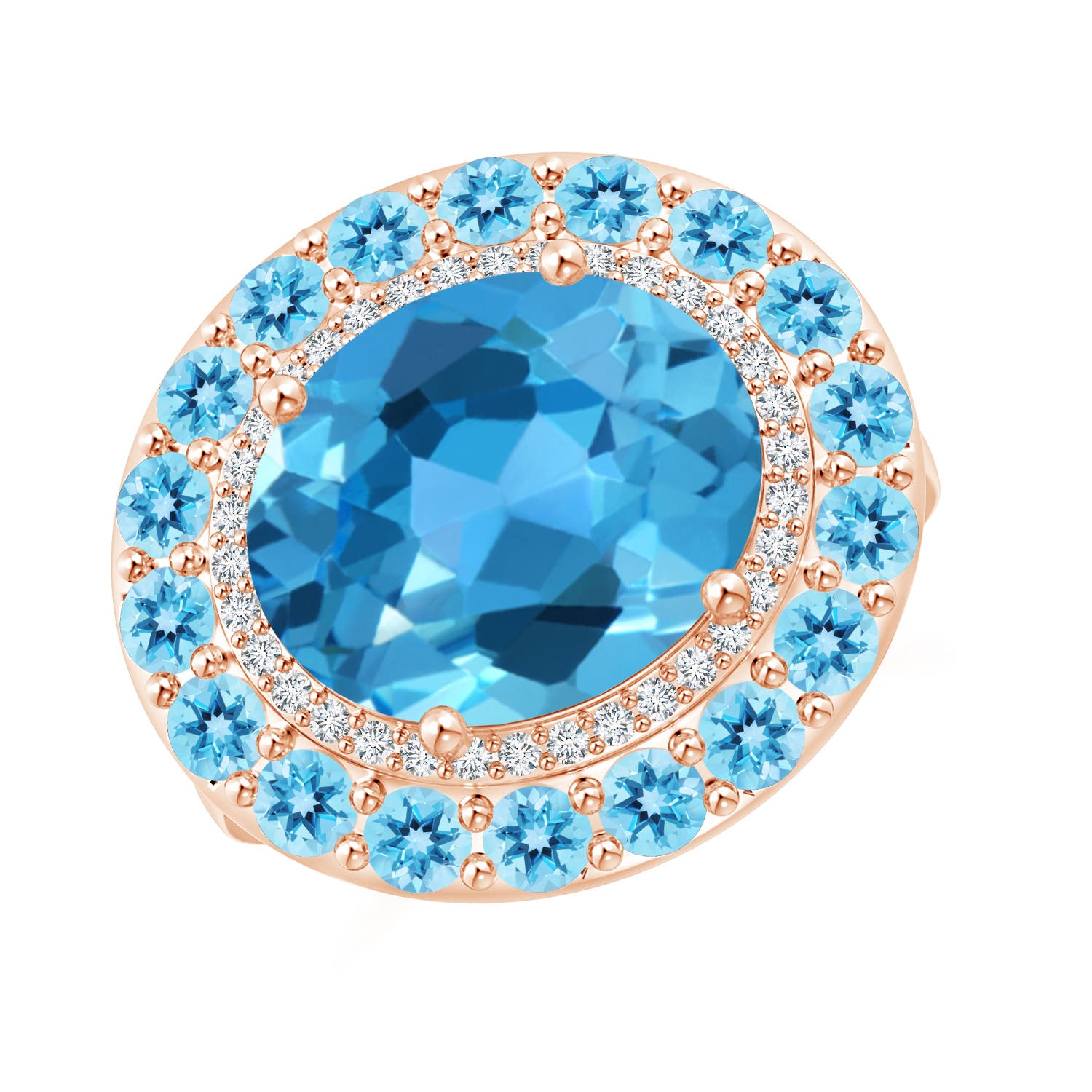 AAA - Swiss Blue Topaz / 7.21 CT / 14 KT Rose Gold