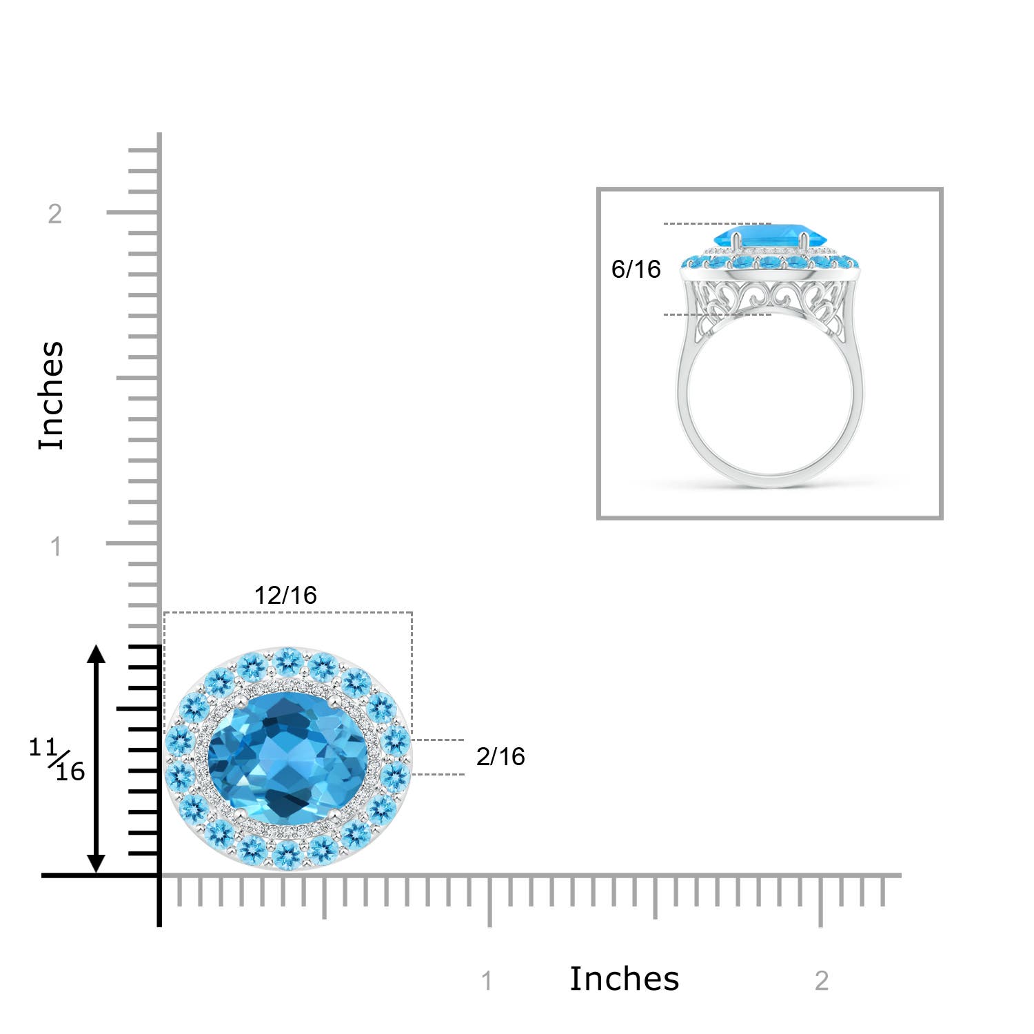 AAA - Swiss Blue Topaz / 7.21 CT / 14 KT White Gold