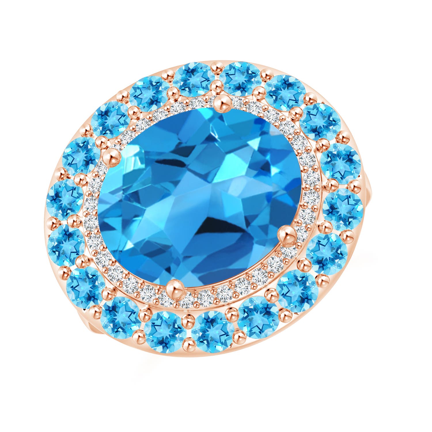 AAAA - Swiss Blue Topaz / 7.21 CT / 14 KT Rose Gold