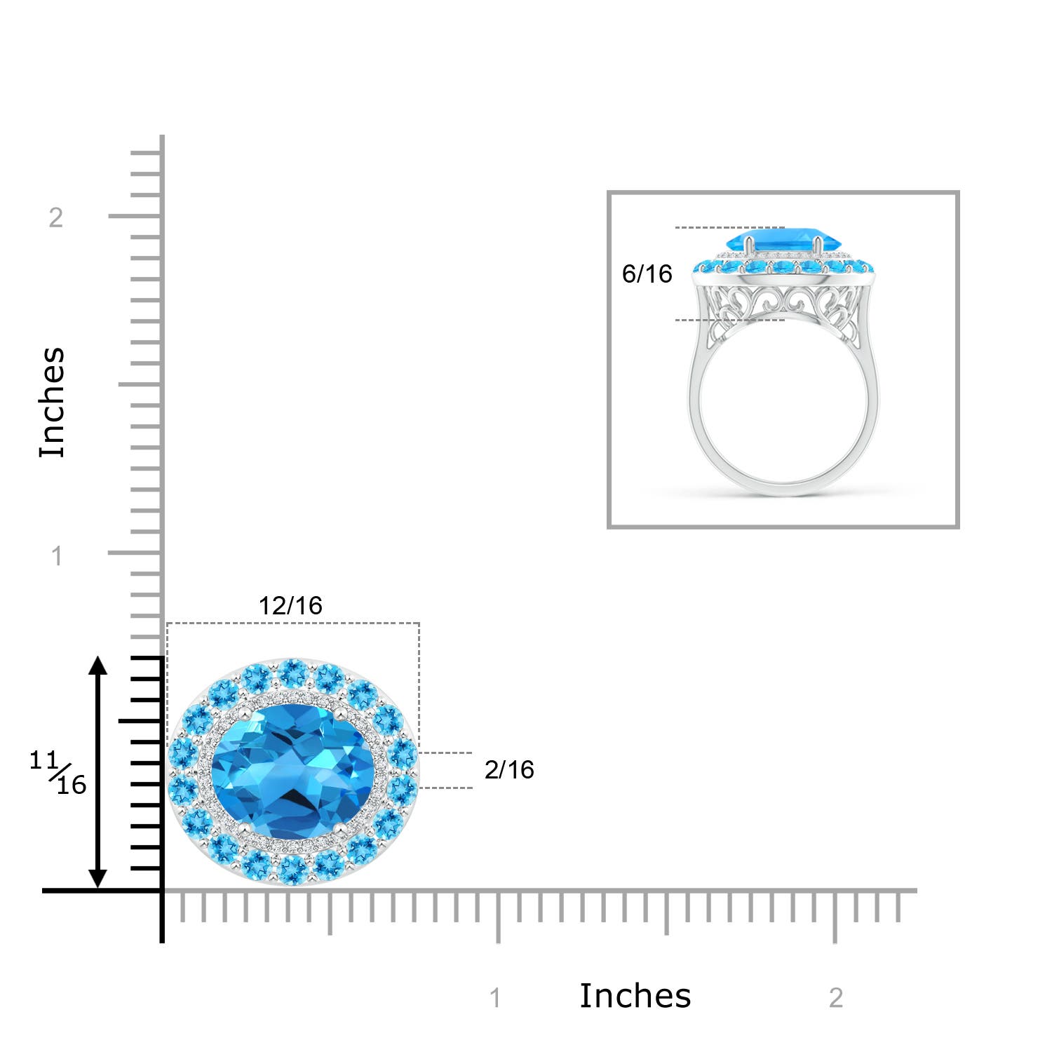 AAAA - Swiss Blue Topaz / 7.21 CT / 14 KT White Gold