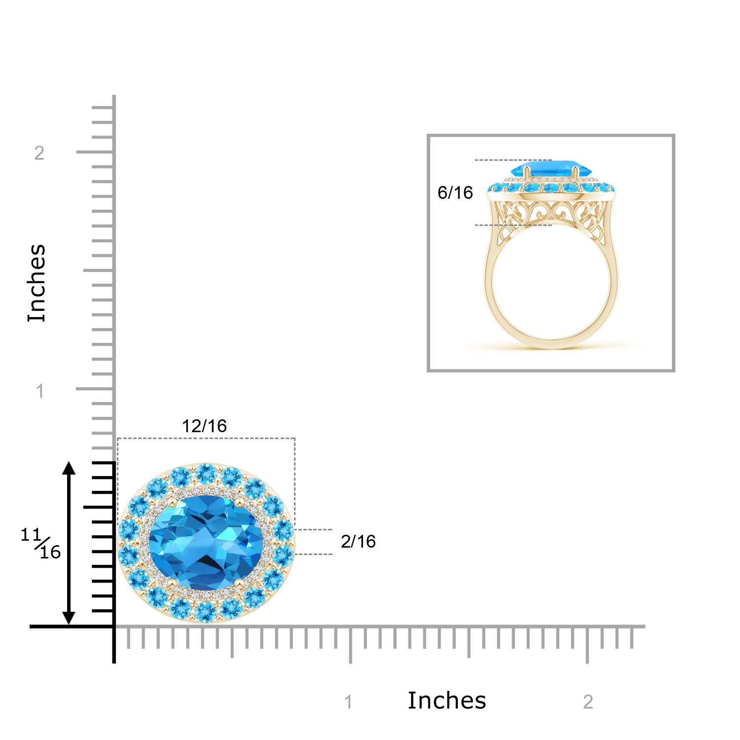 AAAA - Swiss Blue Topaz / 7.21 CT / 14 KT Yellow Gold