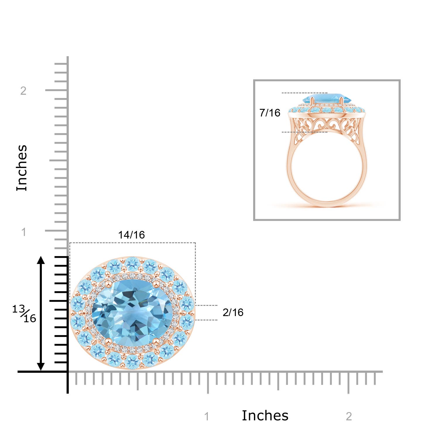 A - Swiss Blue Topaz / 11.04 CT / 14 KT Rose Gold