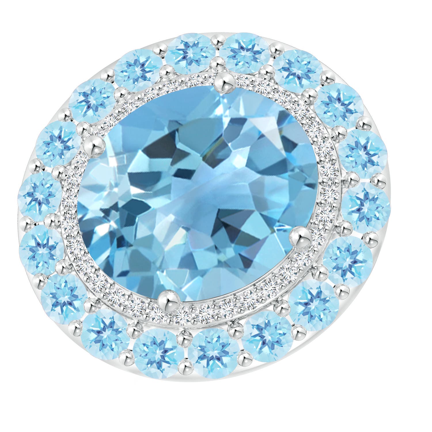 A - Swiss Blue Topaz / 11.04 CT / 14 KT White Gold