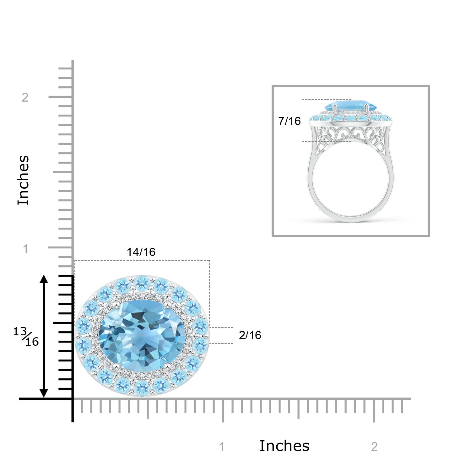 A - Swiss Blue Topaz / 11.04 CT / 14 KT White Gold