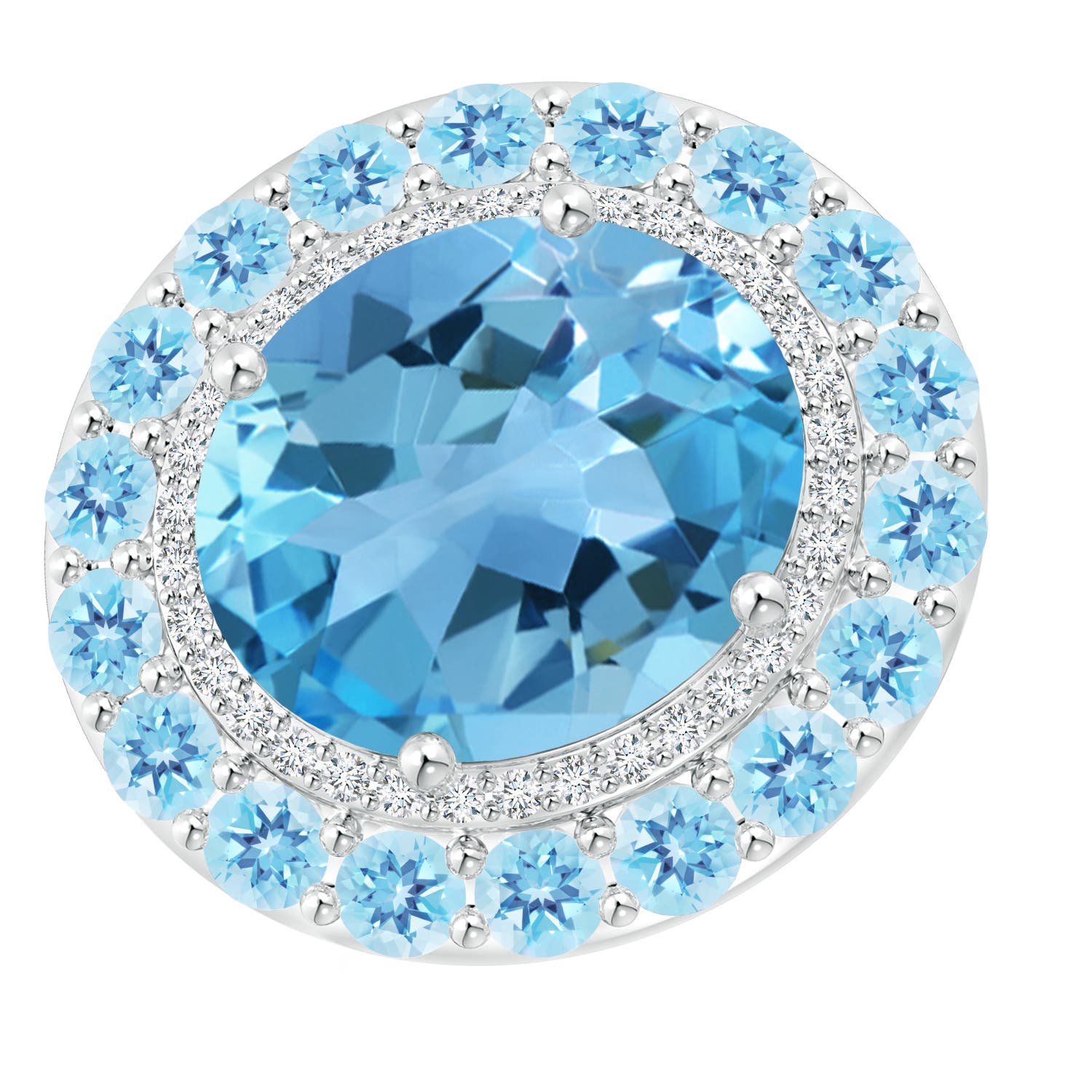 AA - Swiss Blue Topaz / 11.04 CT / 14 KT White Gold