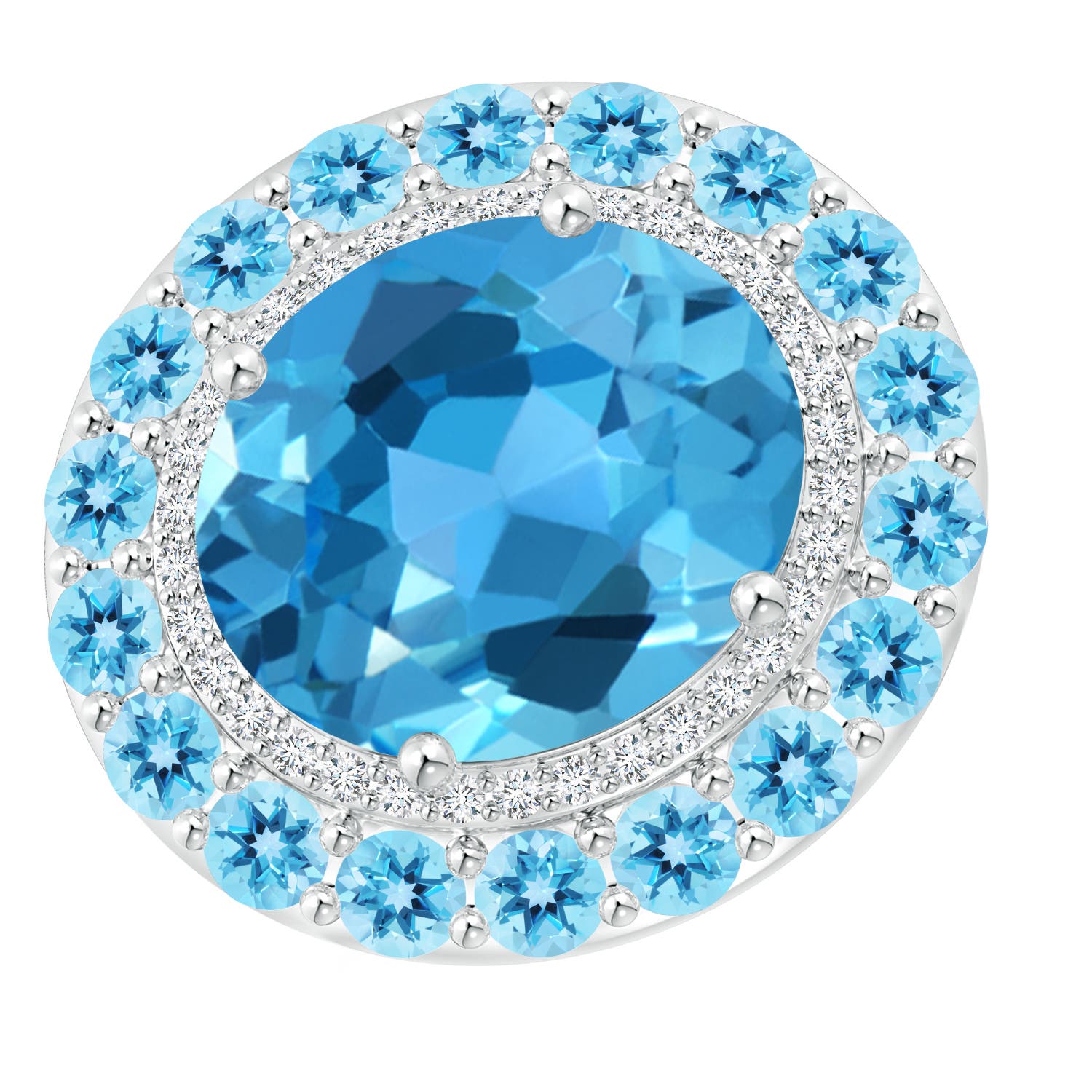 AAA - Swiss Blue Topaz / 11.04 CT / 14 KT White Gold