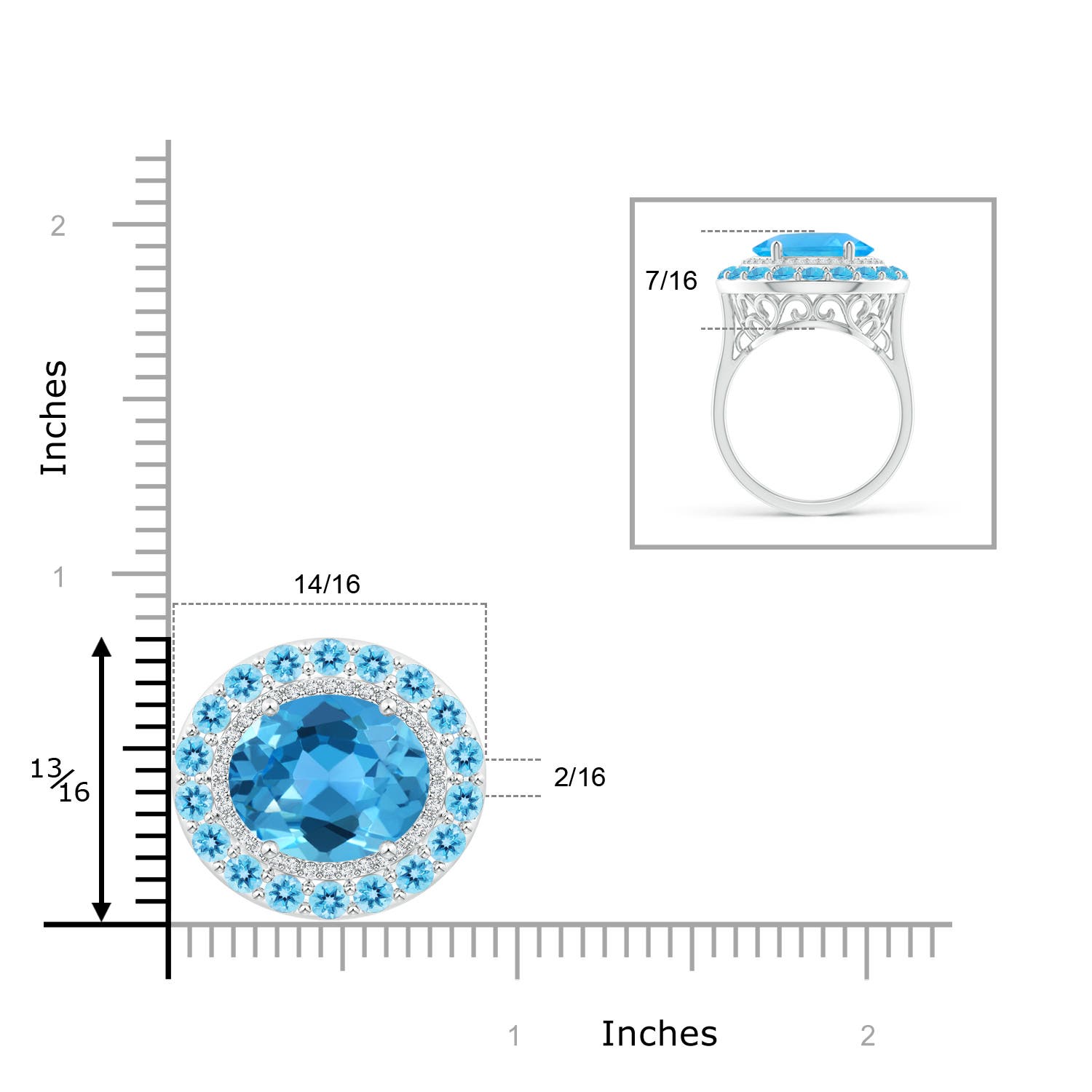 AAA - Swiss Blue Topaz / 11.04 CT / 14 KT White Gold