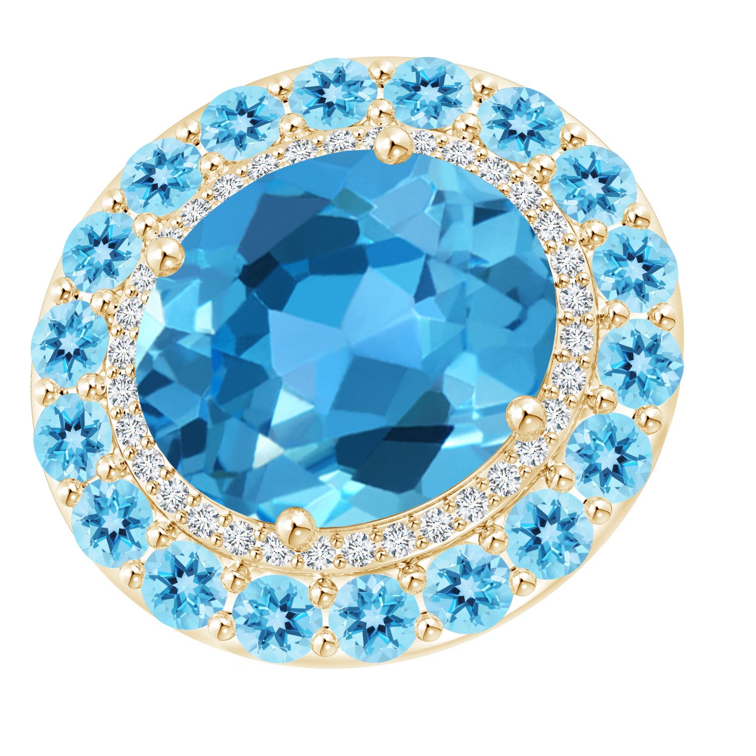 AAA - Swiss Blue Topaz / 11.04 CT / 14 KT Yellow Gold