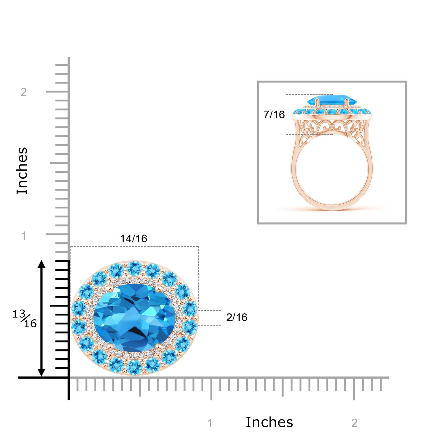 AAAA - Swiss Blue Topaz / 11.04 CT / 14 KT Rose Gold