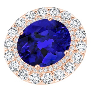 15.67x12.90x9.18mm AAAA Sideways GIA Certified Oval Tanzanite Double Halo Ring in 18K Rose Gold