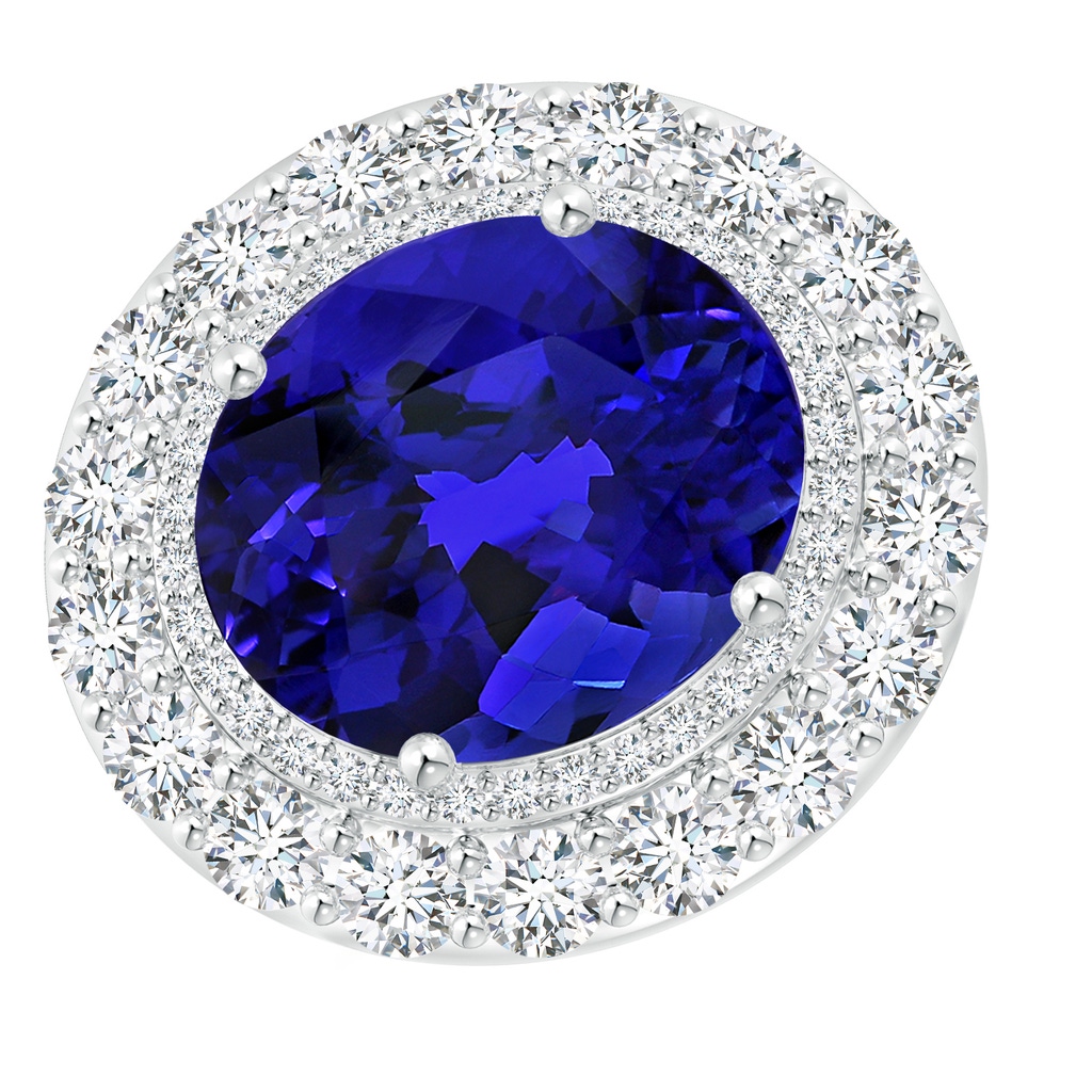 15.67x12.90x9.18mm AAAA Sideways GIA Certified Oval Tanzanite Double Halo Ring in White Gold
